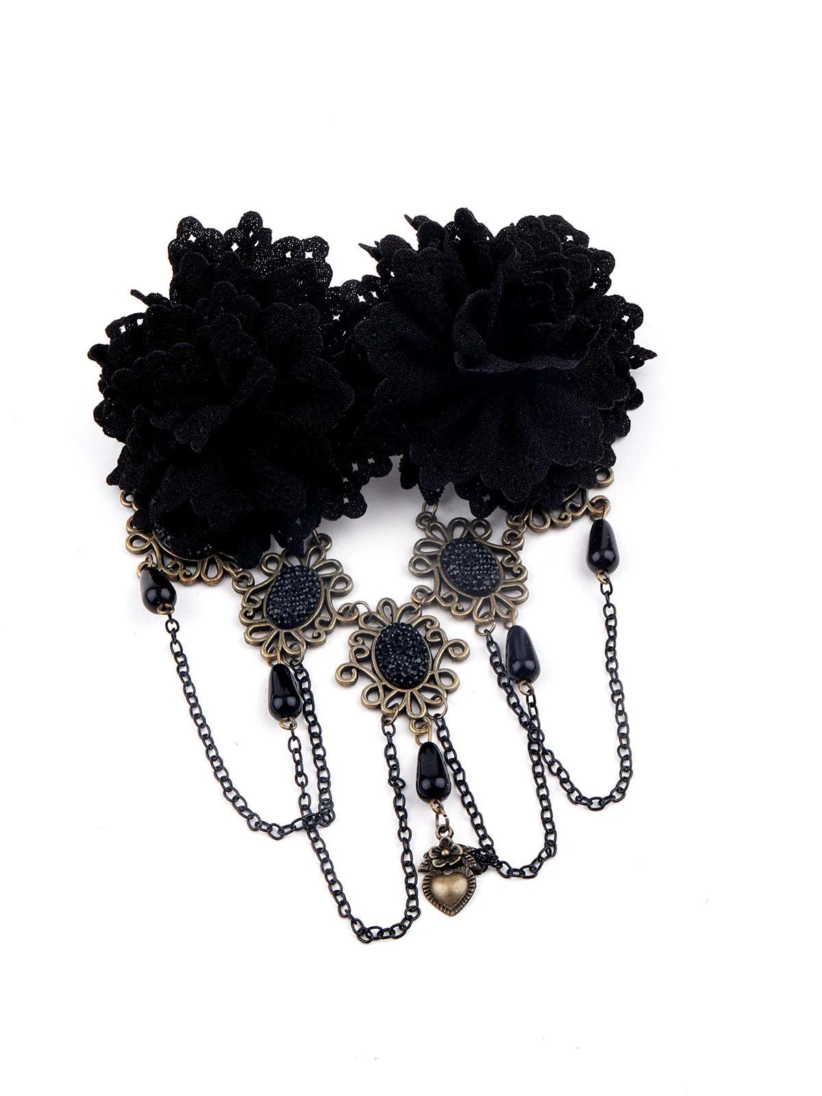 Odette Black Double Lace Rose Brooch For Women - Image 3