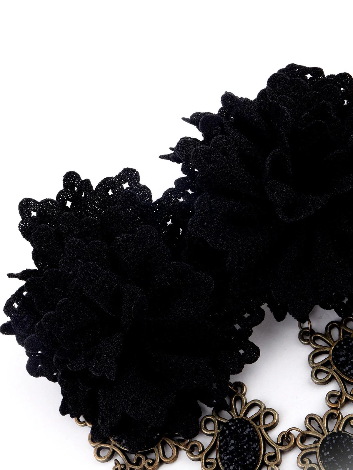 Odette Black Double Lace Rose Brooch For Women - Image 6