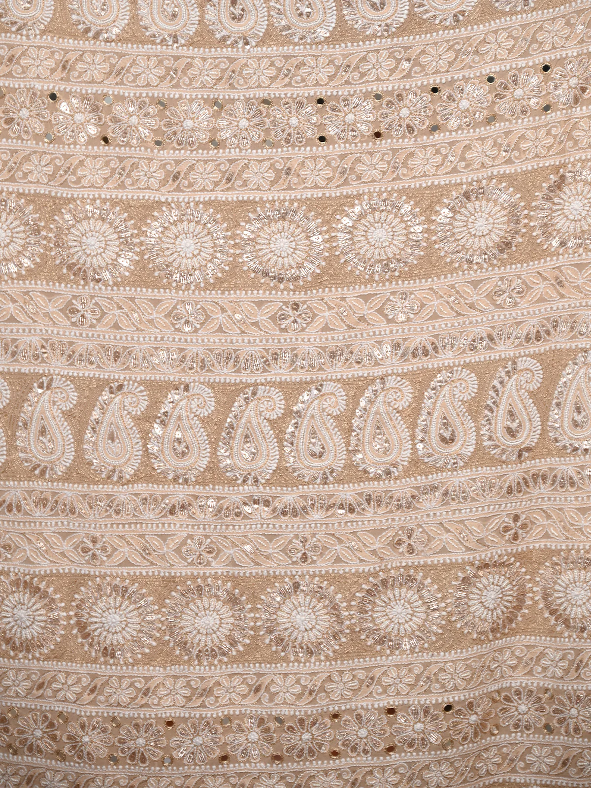 Odette Women Peach Georgette Chikankari Gotapatti Embroidered Saree With Unstitched Blouse - Image 5