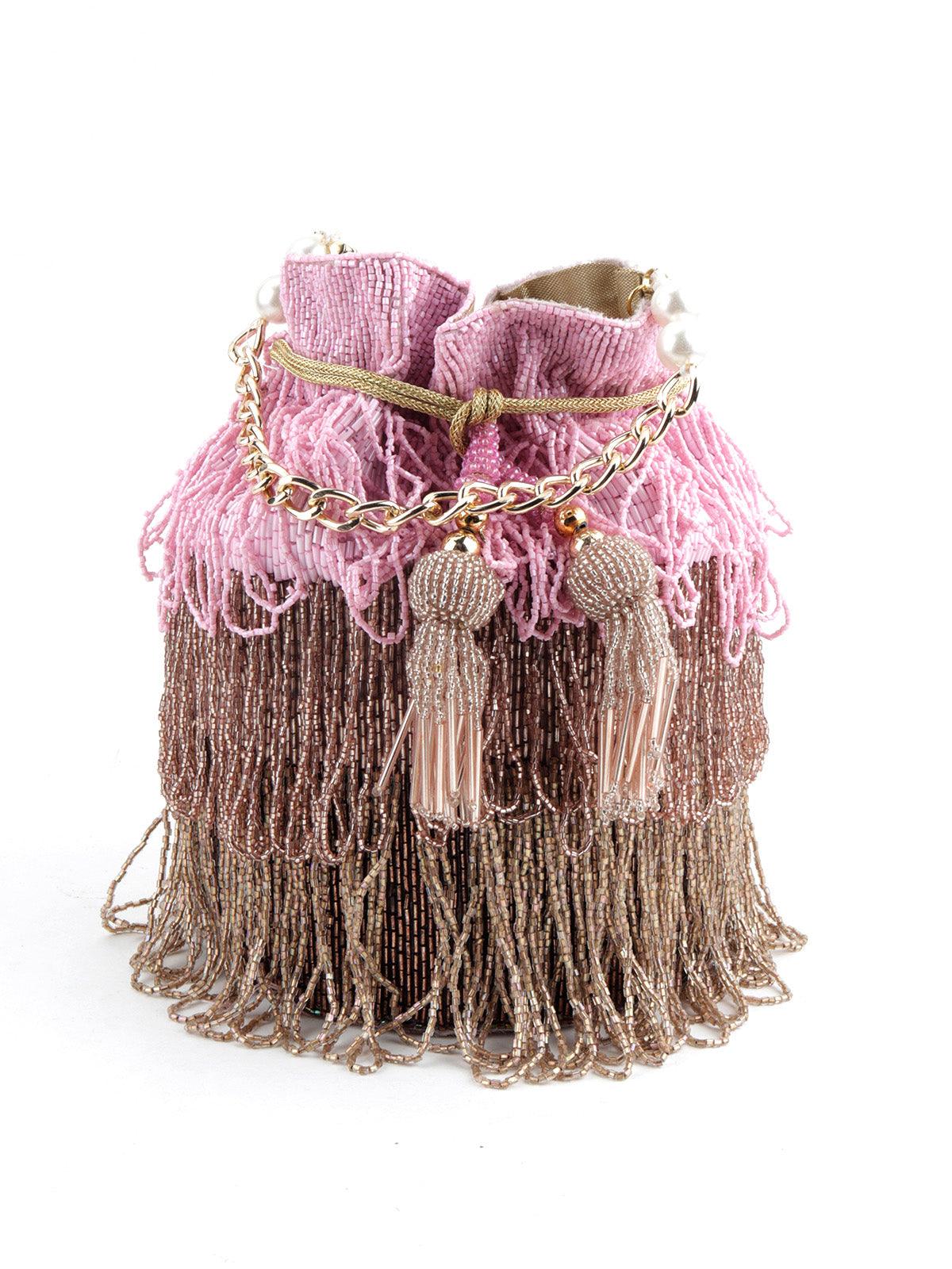 Odette Women Beige Sequin Clutch - Image 4