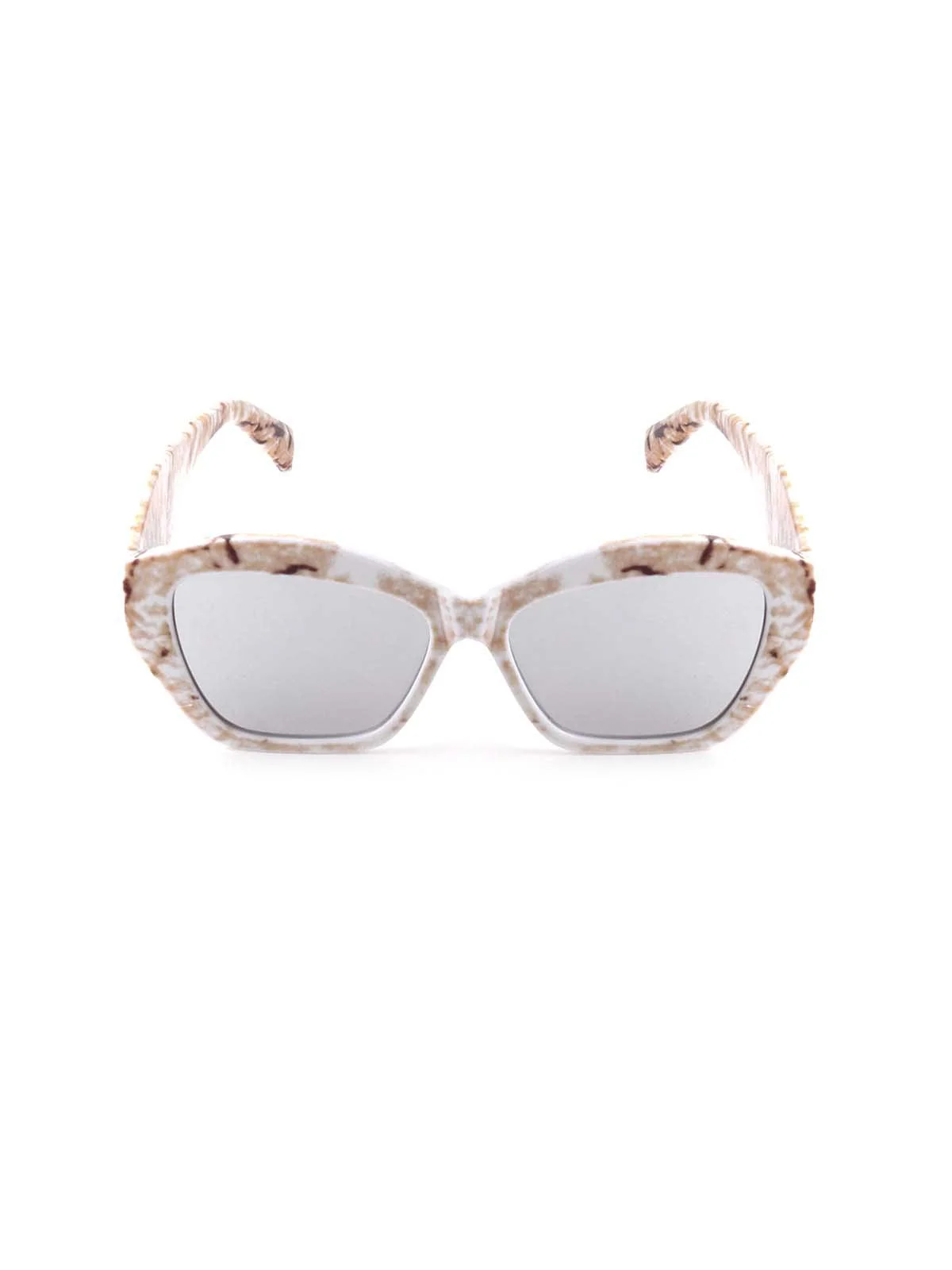 Odette Beige Textured Frame Sunglasses For Women - Image 3