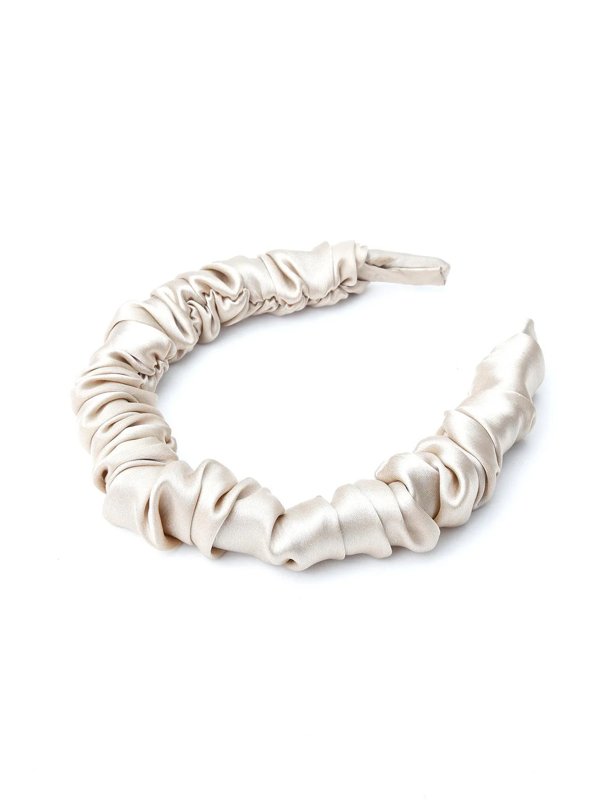 Odette Women Beige Wrinkled Hairband - Image 6