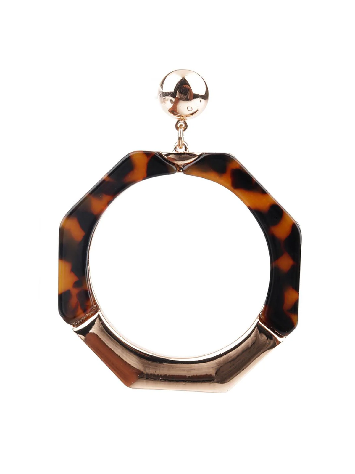 Odette Women Big Brown And Gold Hoop Earrings - Image 2