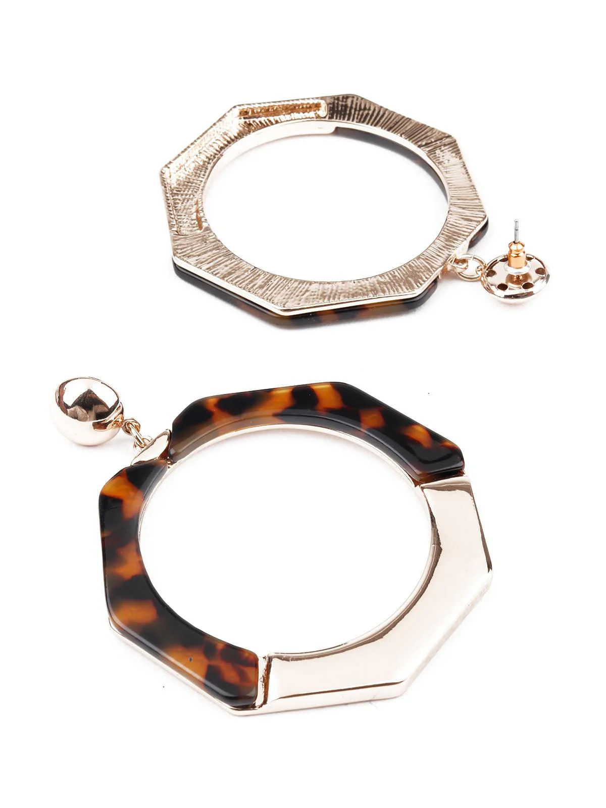 Odette Women Big Brown And Gold Hoop Earrings - Image 3