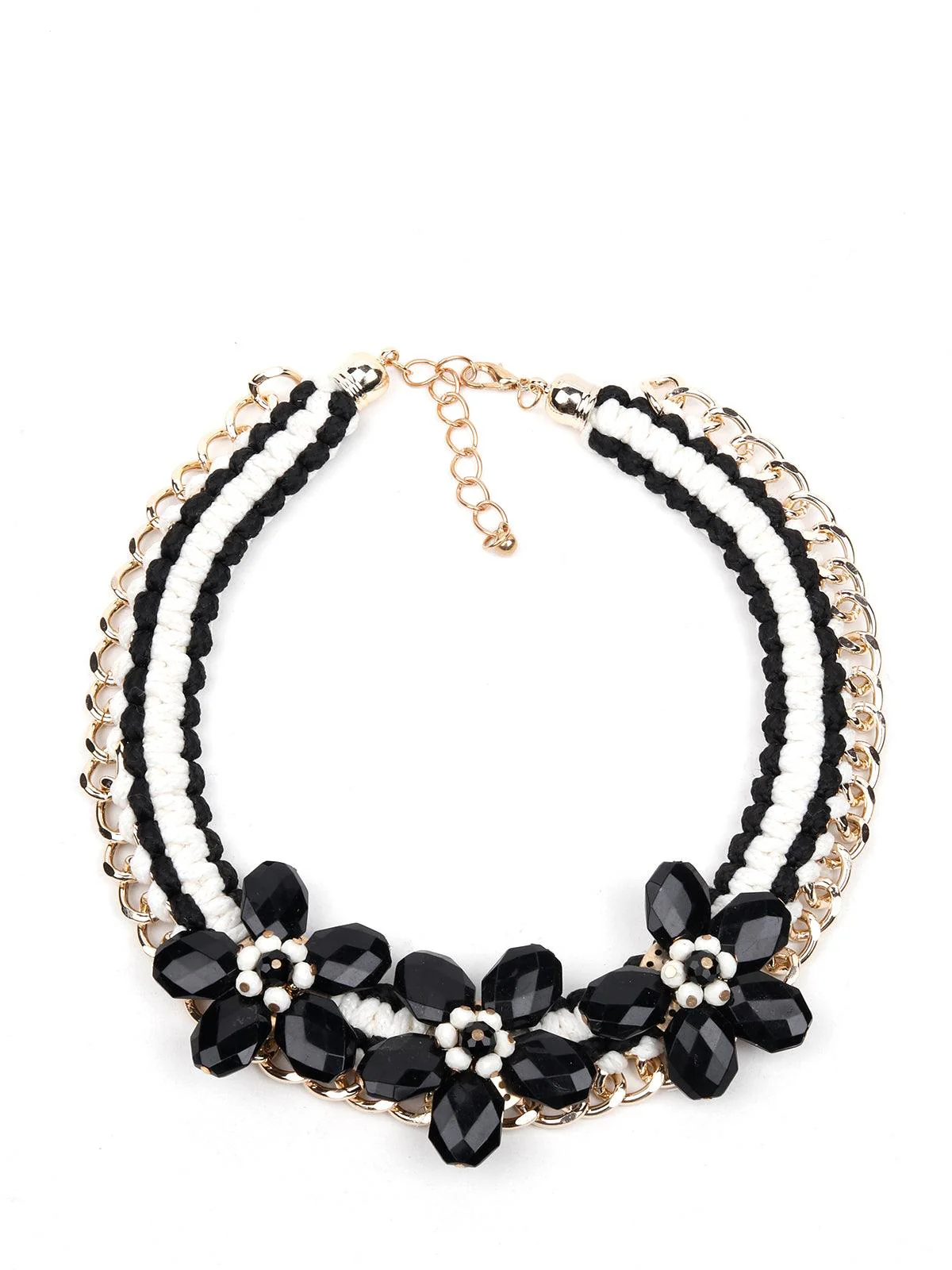Odette Women Black And White Floral Choker Necklace - Image 3
