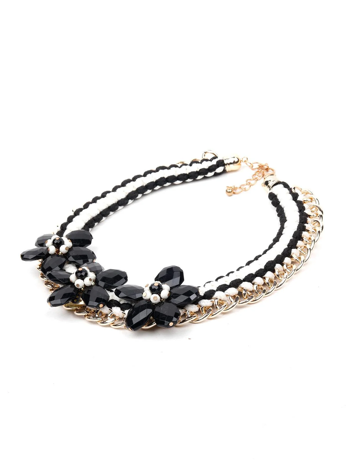 Odette Women Black And White Floral Choker Necklace - Image 4