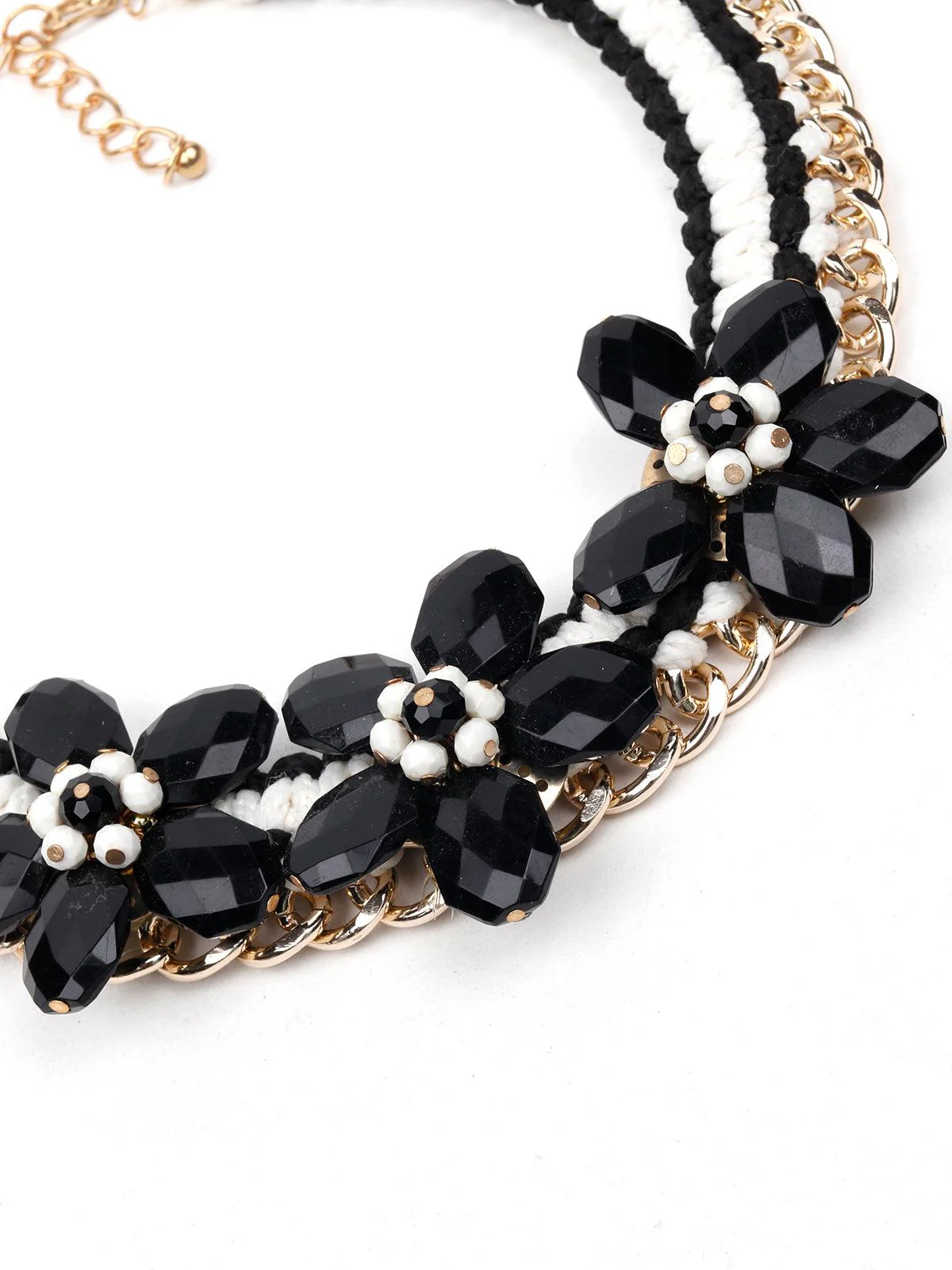 Odette Women Black And White Floral Choker Necklace - Image 6
