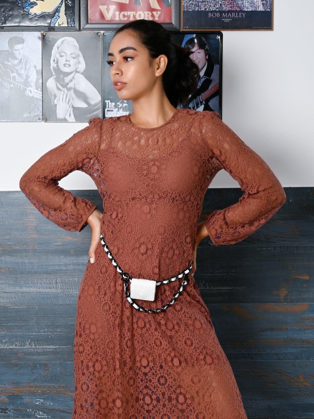 Odette Women Black Metal Belt Bag - Image 2