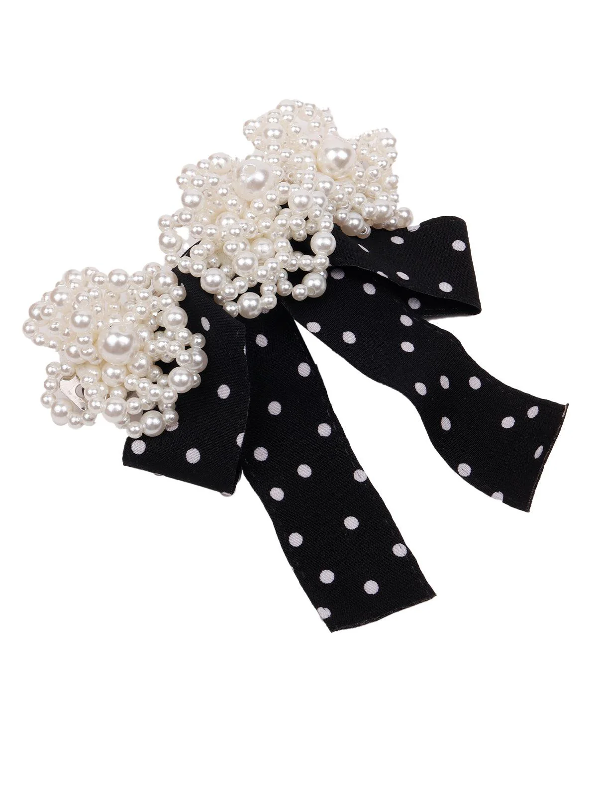 Odette Women Black And White Polka Dotted Hair Clip - Image 2