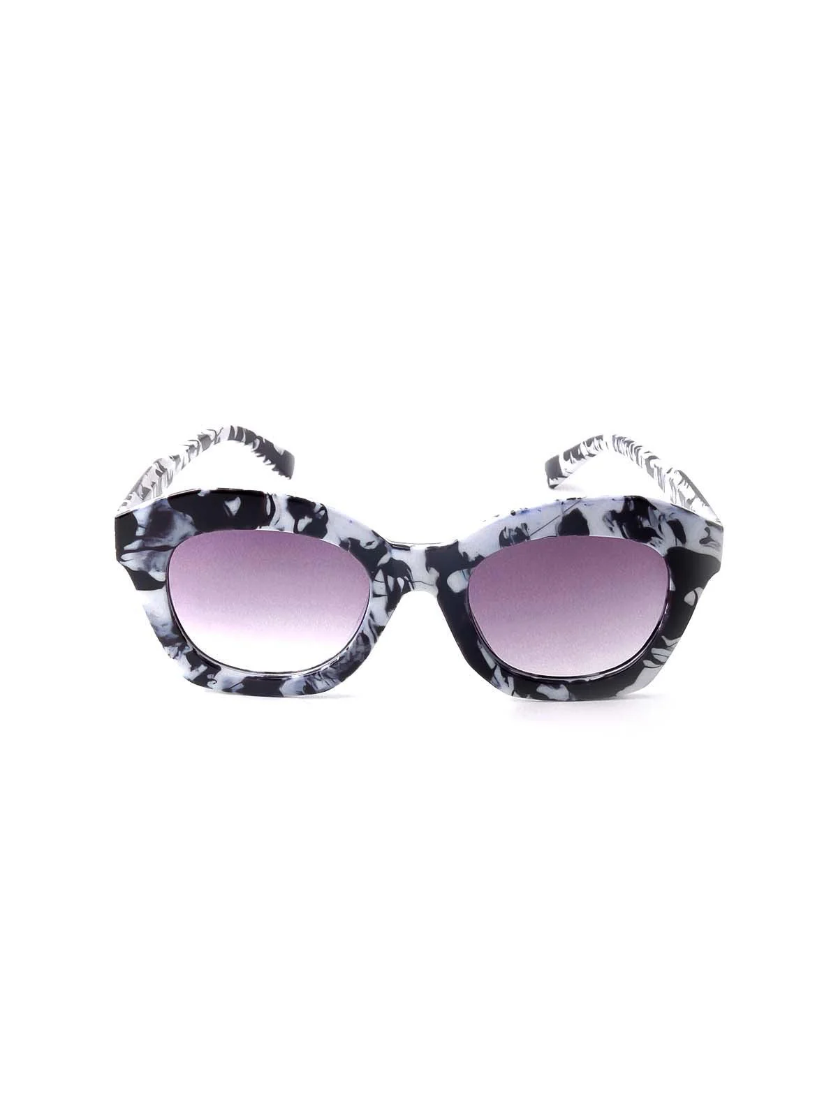 Odette Black And White Textured Frame Sunglasses For Women - Image 3