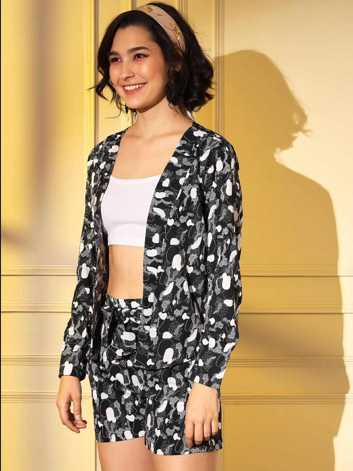 Odette Women Black Crepe Printed Stitched Western Set - Image 3