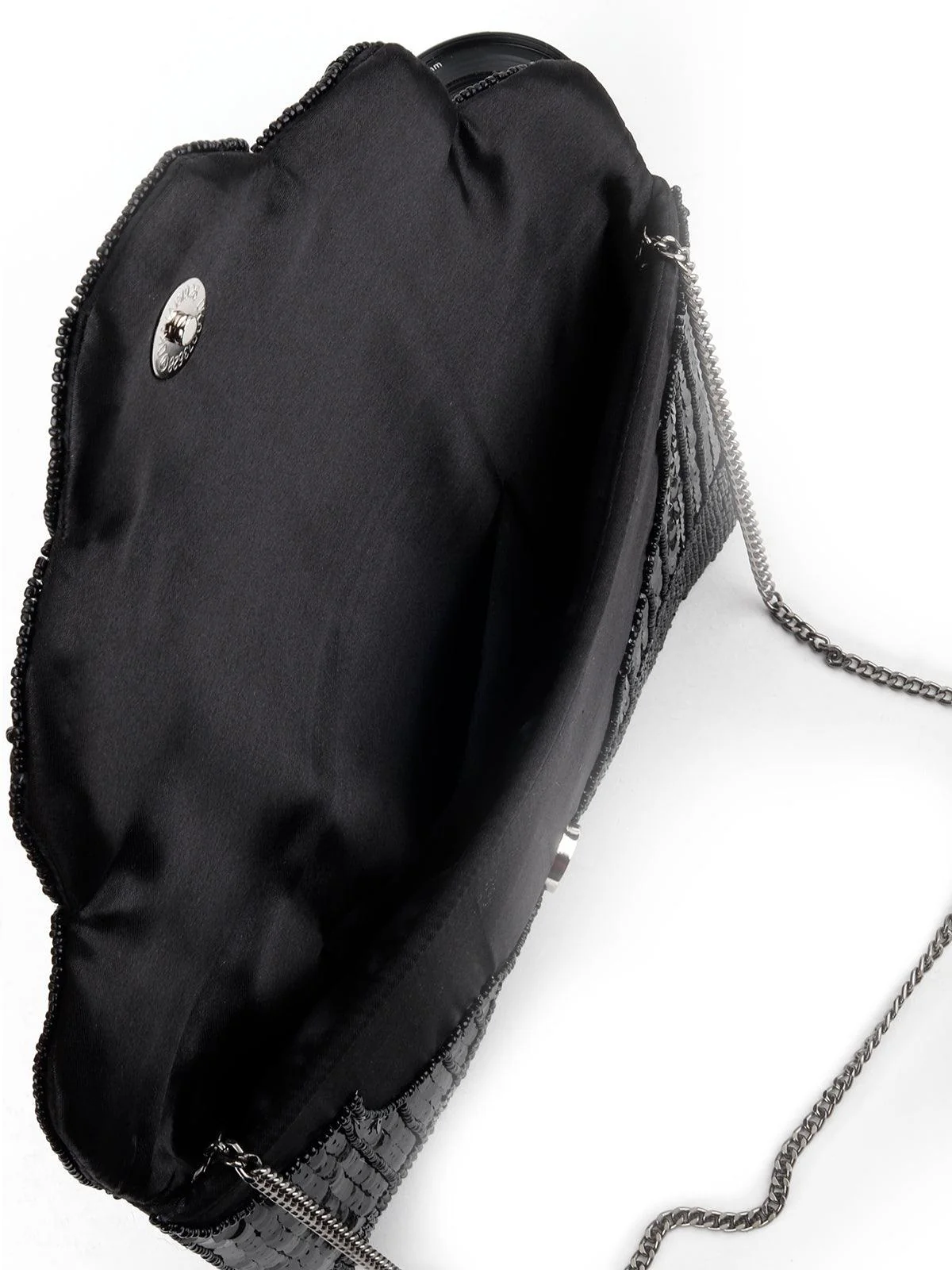 Odette Women Black Designer Tickle And Beads Envelope Clutch - Image 5
