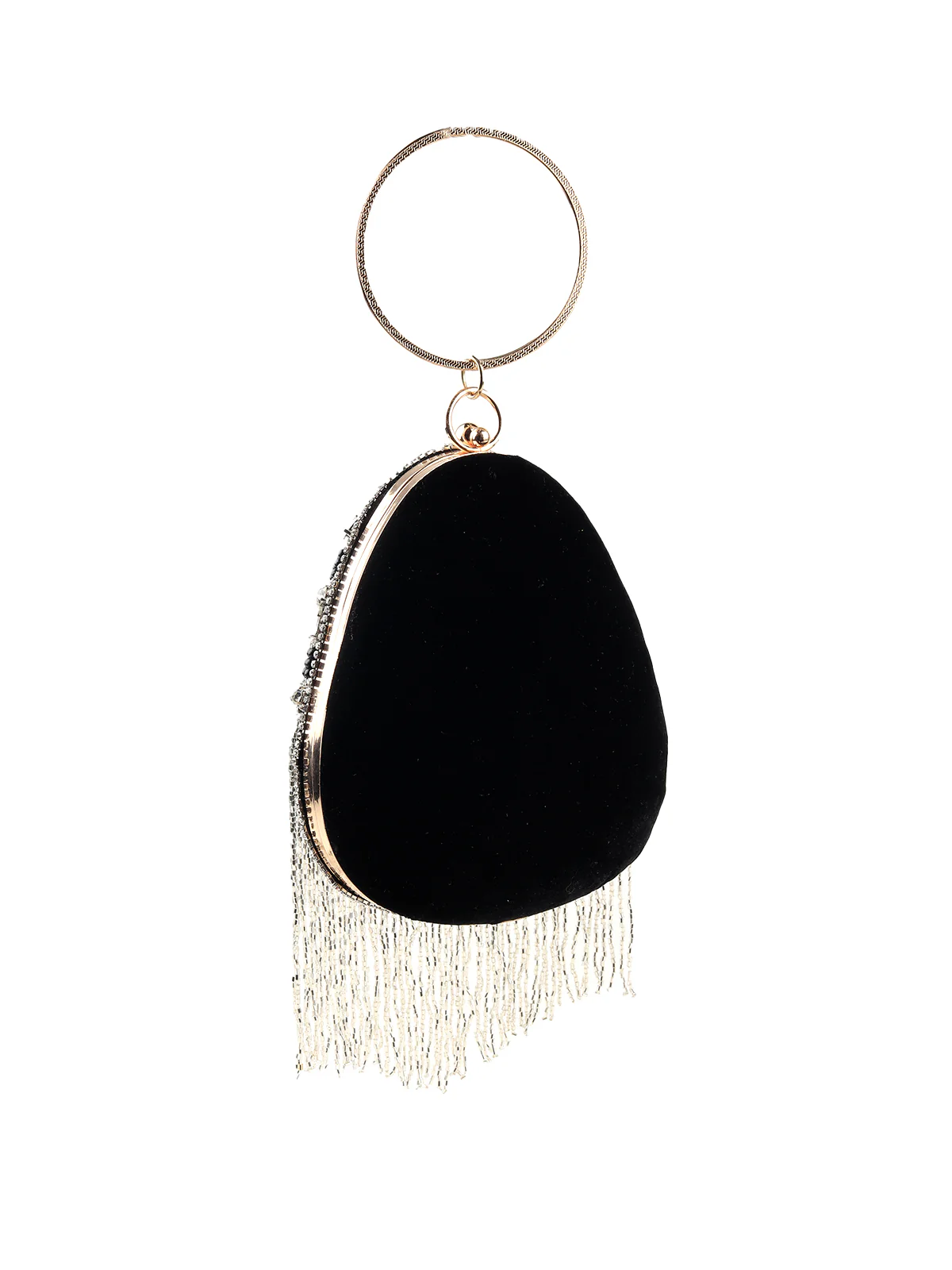 Odette Women Black Egg Shape Crystal Clutch Bag - Image 5