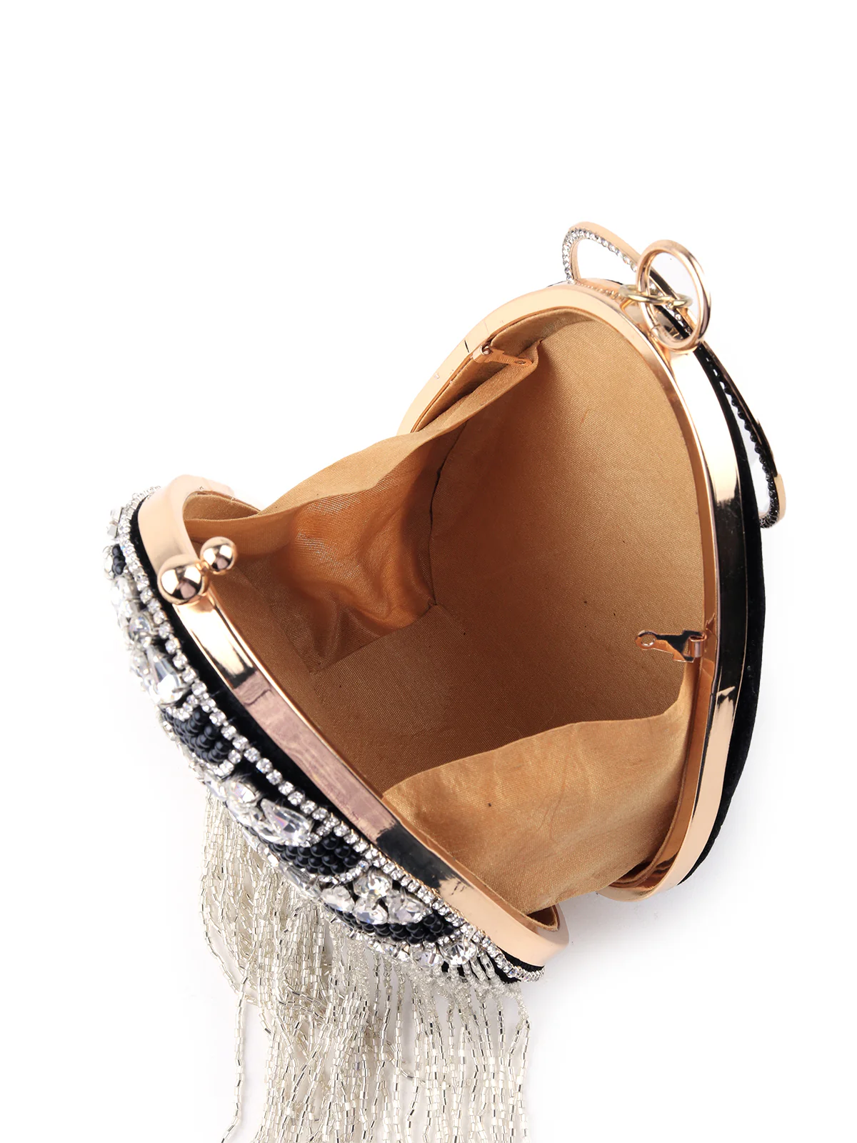 Odette Women Black Egg Shape Crystal Clutch Bag - Image 6