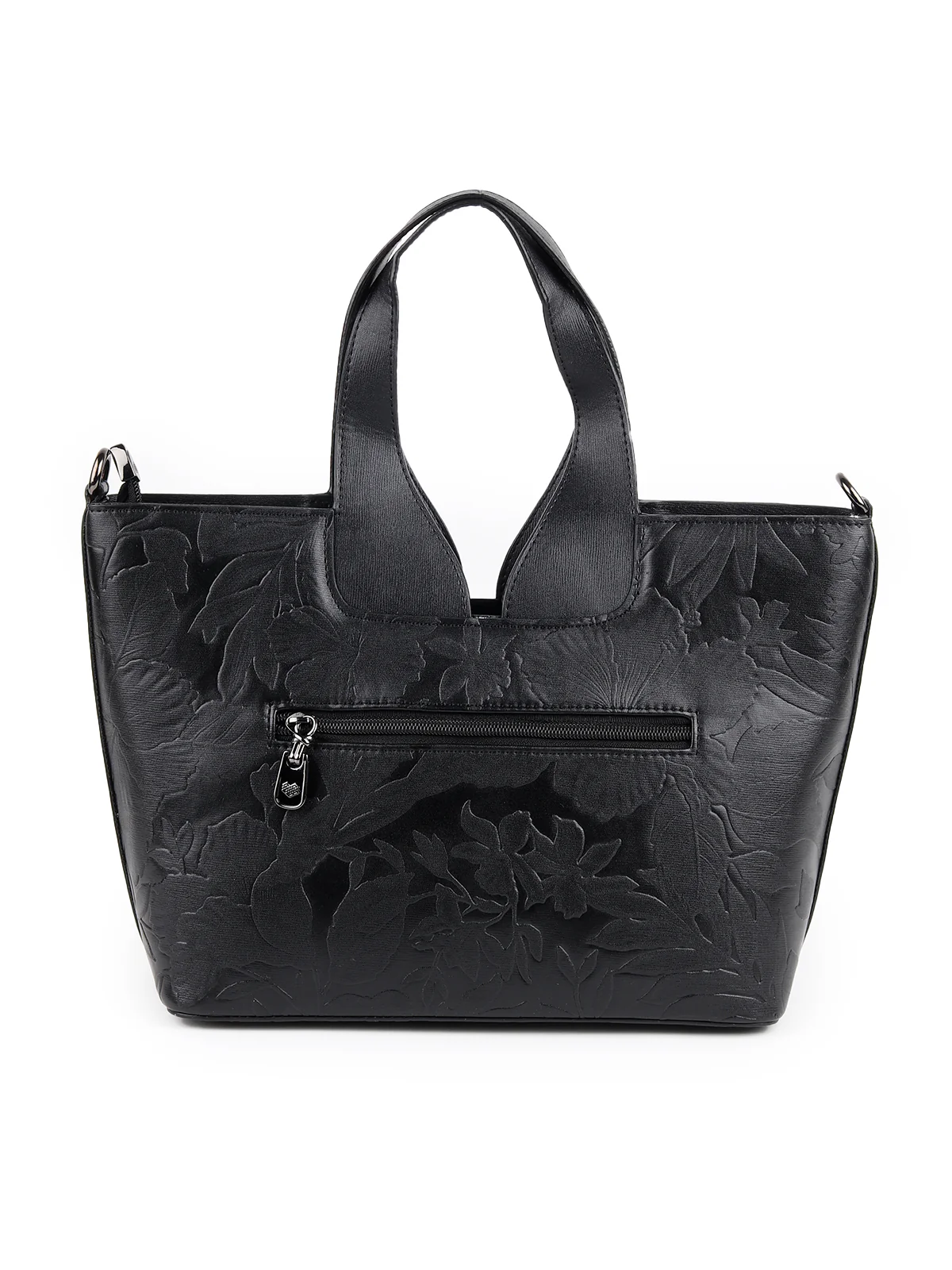 Odette Women Black Embossed Formal Handbag - Image 5