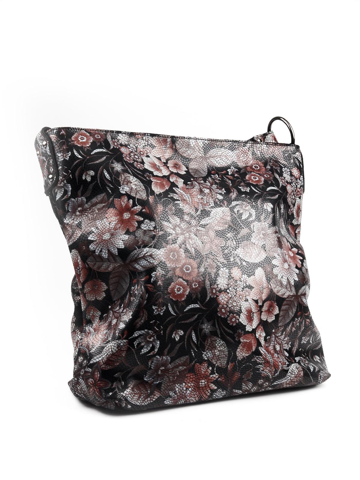 Odette Women Black Floral Printed Tote Bag - Image 4