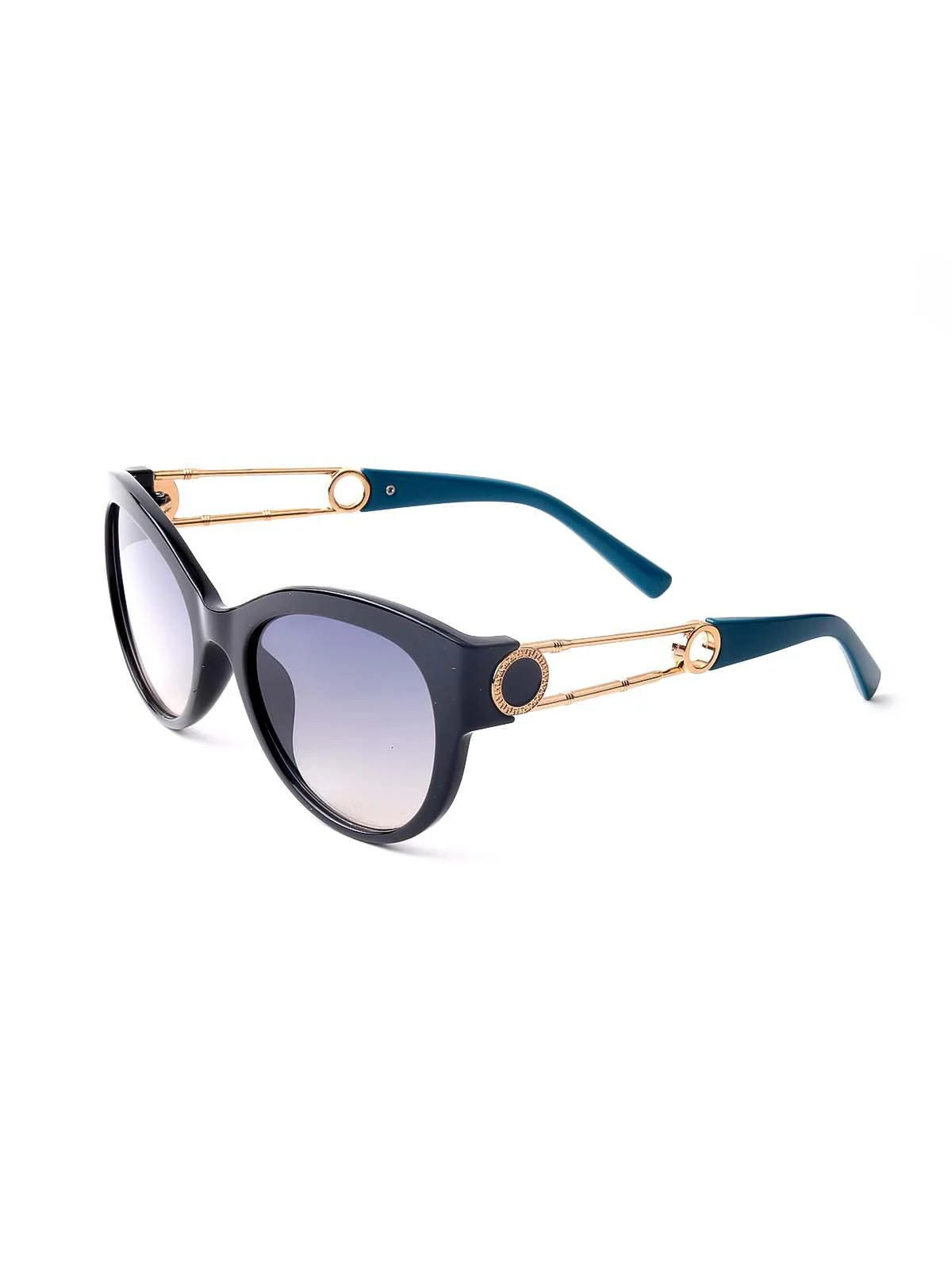 Odette Women Black Frame Classic Flared Sunglasses - Image 4