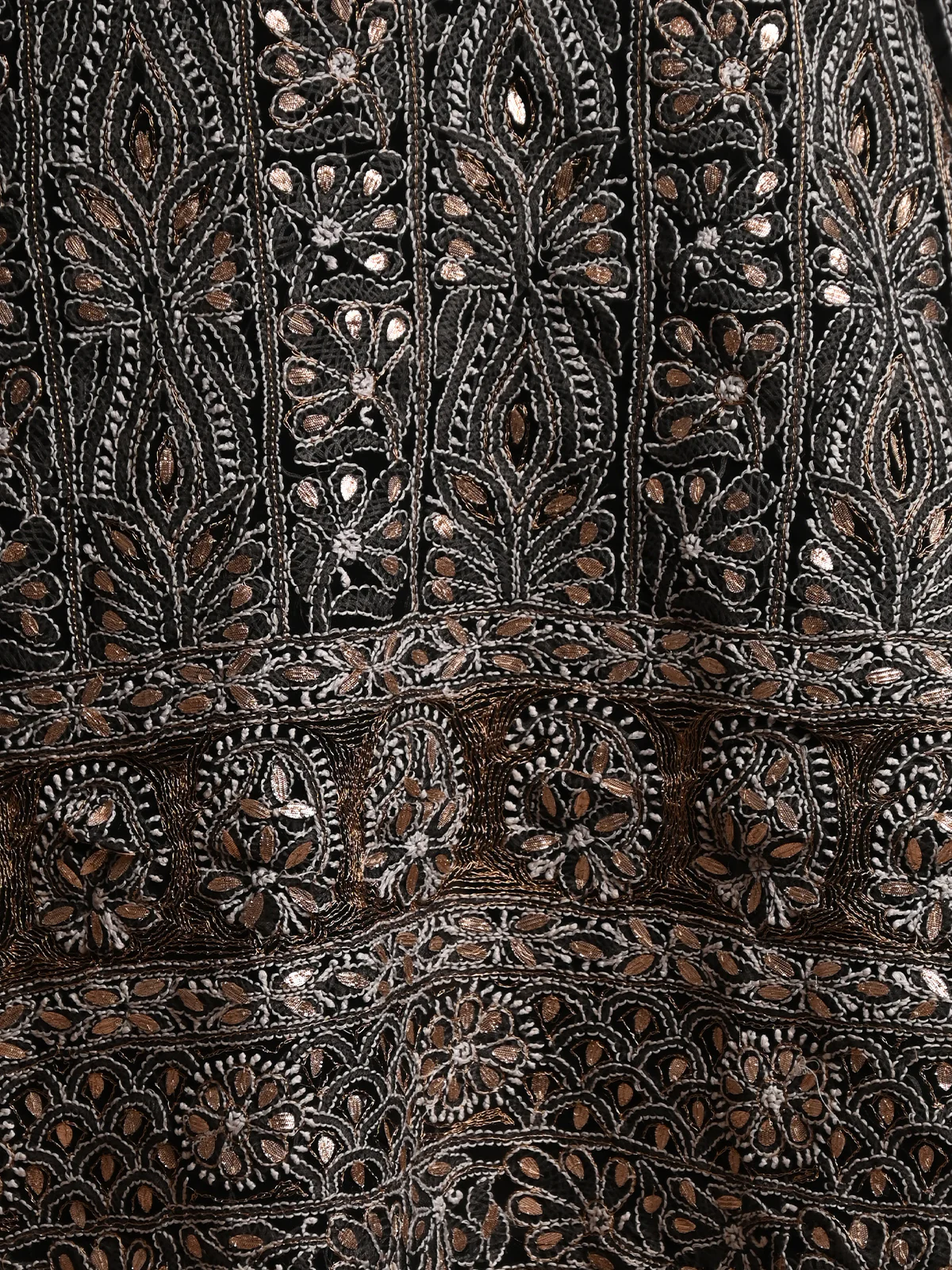 Odette Women Black Georgette Chikankari And Gotapatti Embroidered Unstitched Kurta Set - Image 5