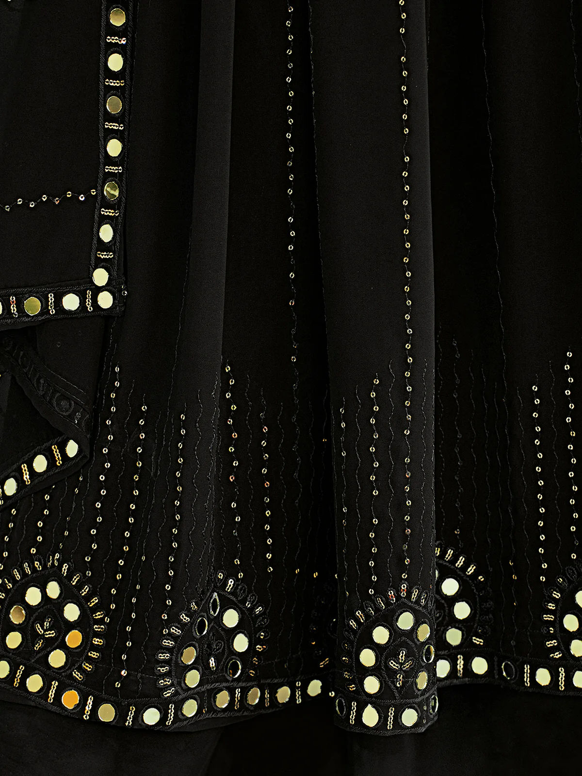 Odette Women Black Georgette Embroidered Semi Stitched Salwar Suit - Image 4