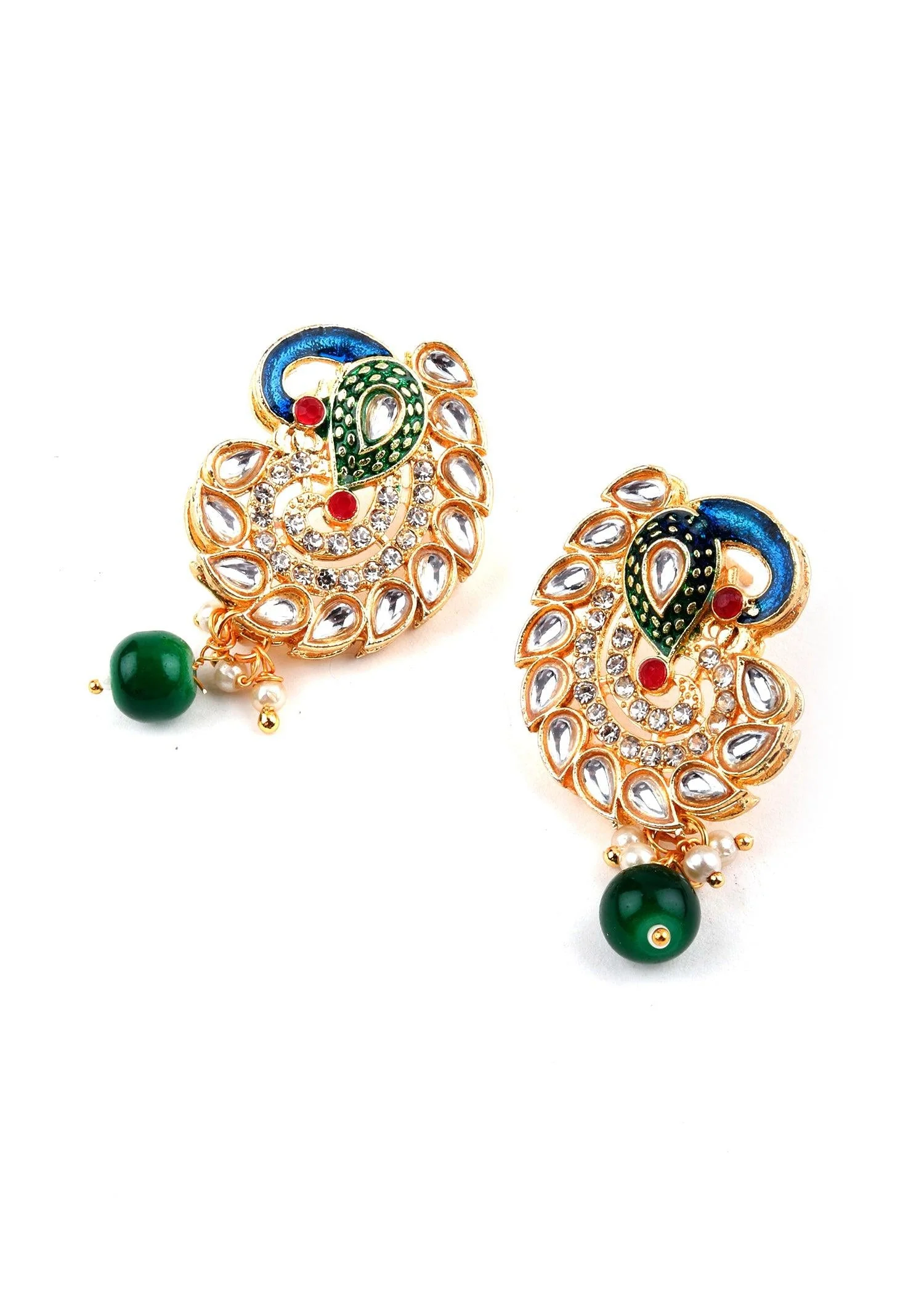 Odette Women Golden Peacock Kundan Necklace Set - Image 5
