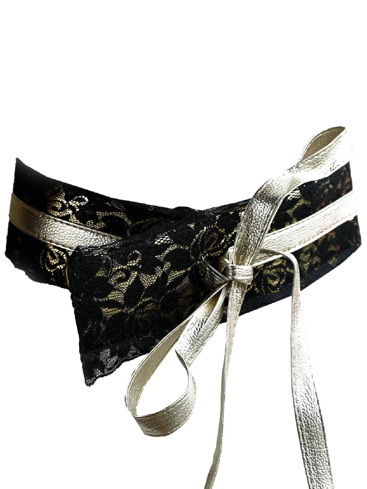 Odette Women Black Lace And Gold Leatherette Belt - Image 3