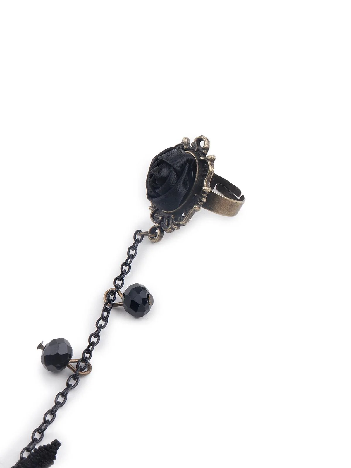 Odette Women Black Lace Bracelet Secured With A Ring Chain - Image 5