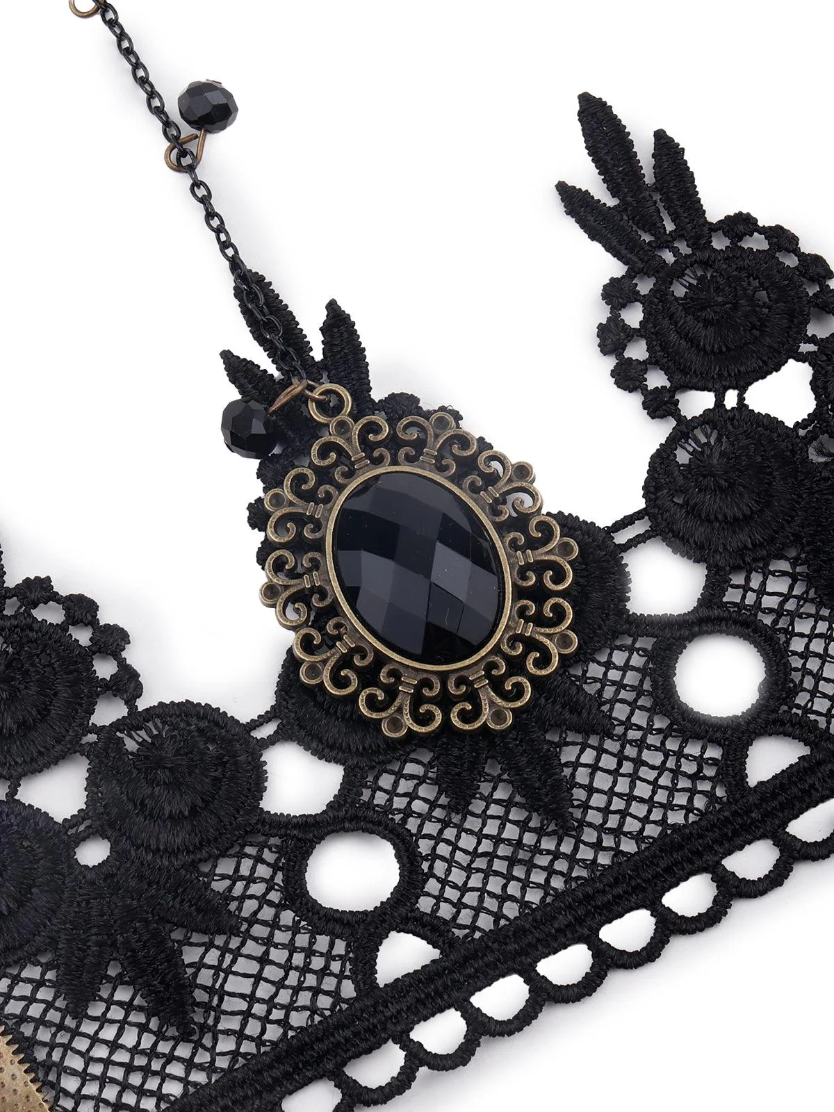 Odette Women Black Lace Bracelet Secured With A Ring Chain - Image 6
