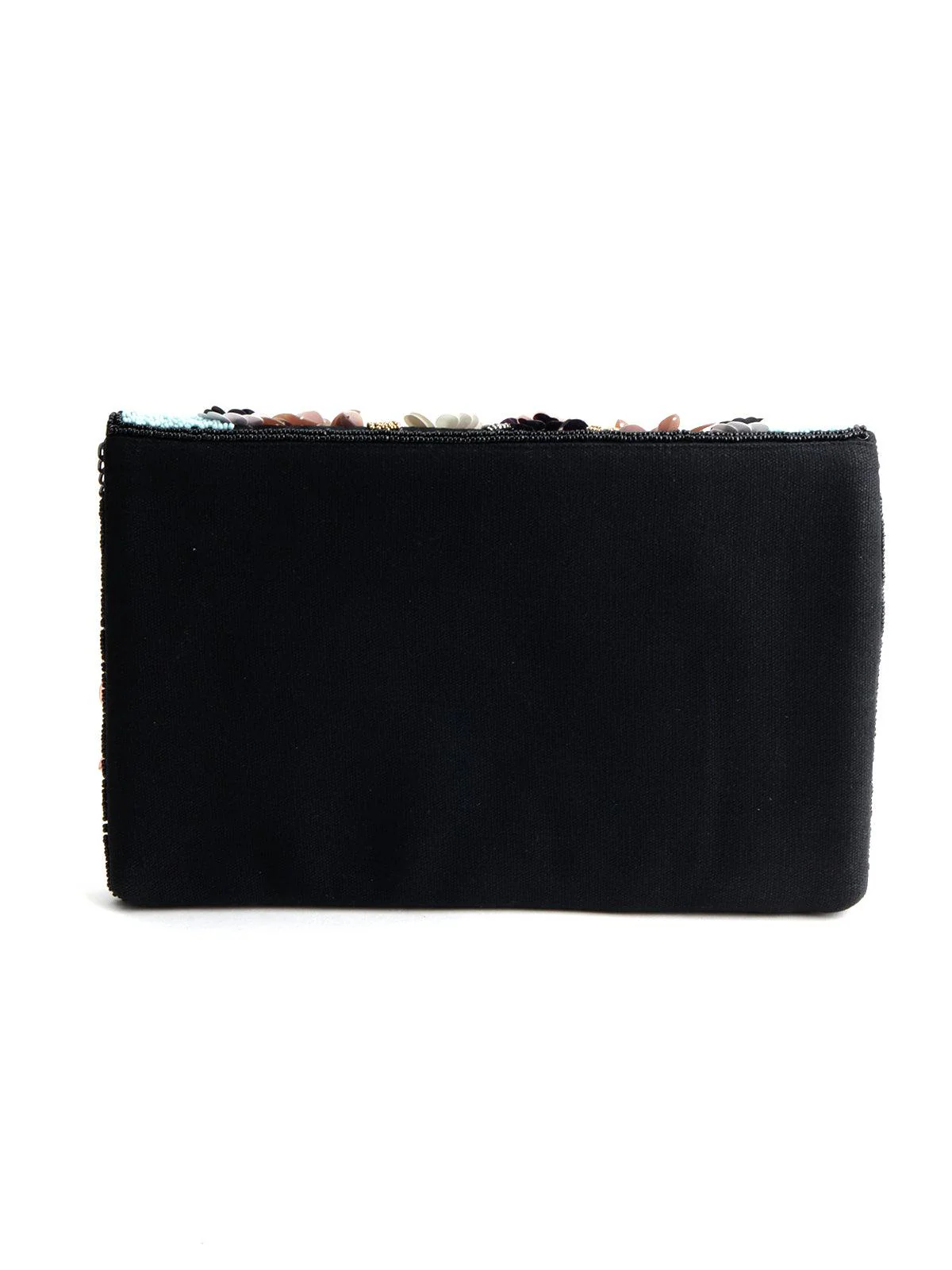 Odette Women Black Multicolour Floral Sequin Clutch - Image 5