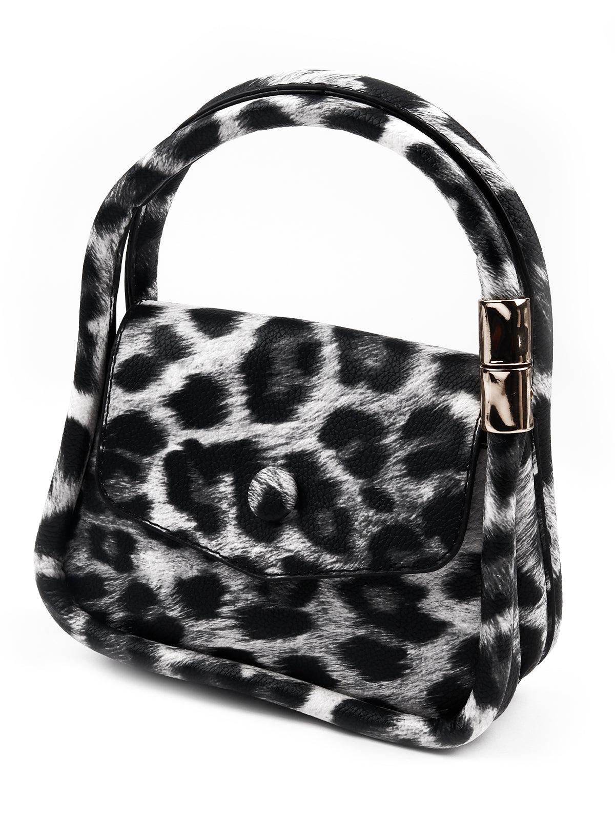 Odette Women Black Printed Handle Sling Bag - Image 4