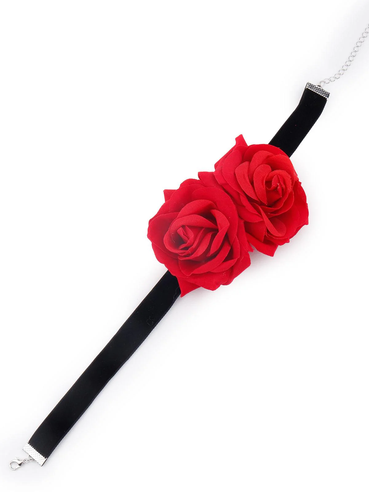 Odette Women Black Red Double Rose Embellished Neckpiece - Image 3