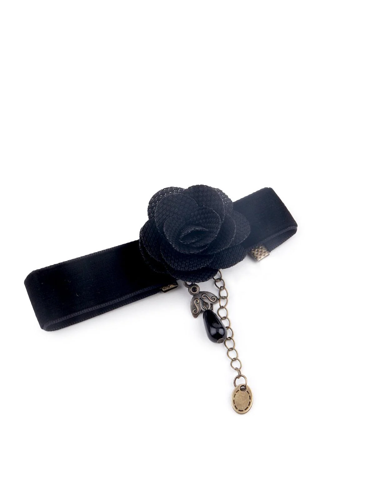 Odette Black Rose Embellished Velvet Anklet For Women - Image 3