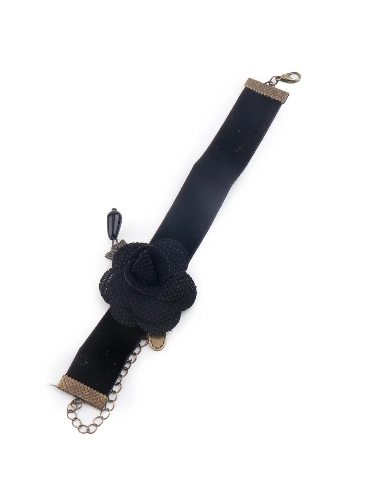 Odette Black Rose Embellished Velvet Anklet For Women - Image 5