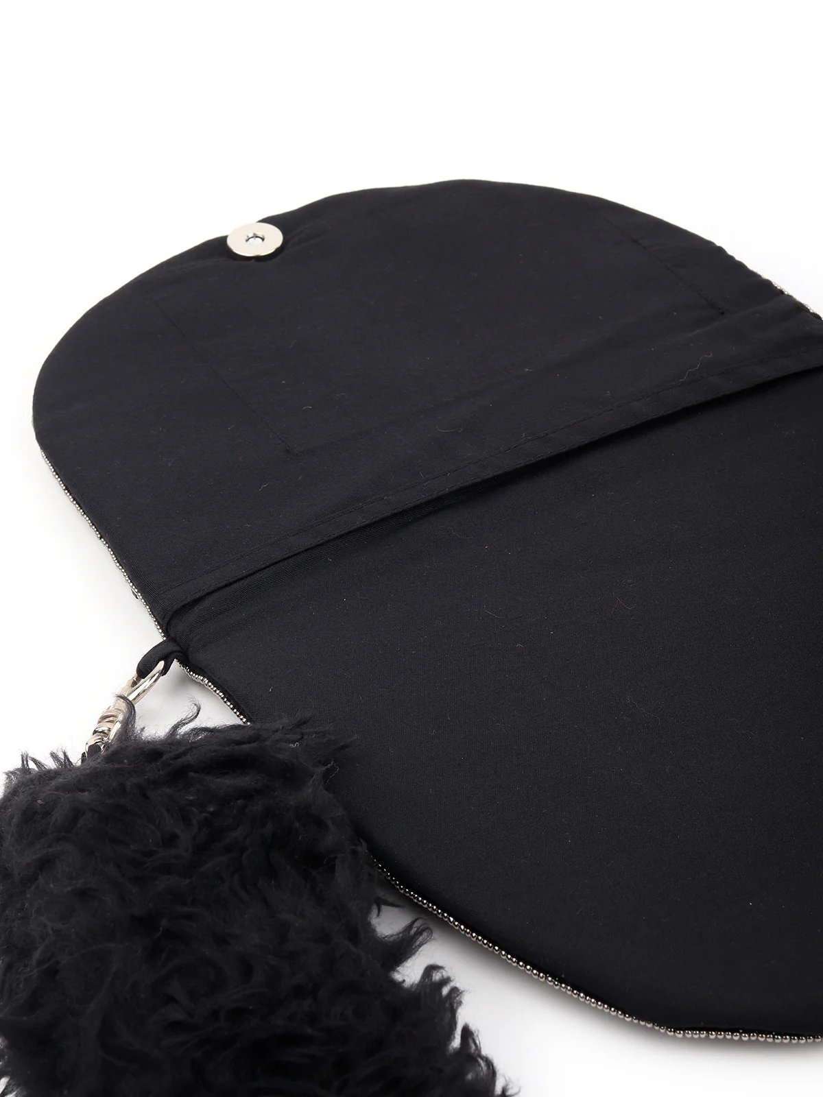 Odette Women Black Soft Fur Handle Beads Bag - Image 6