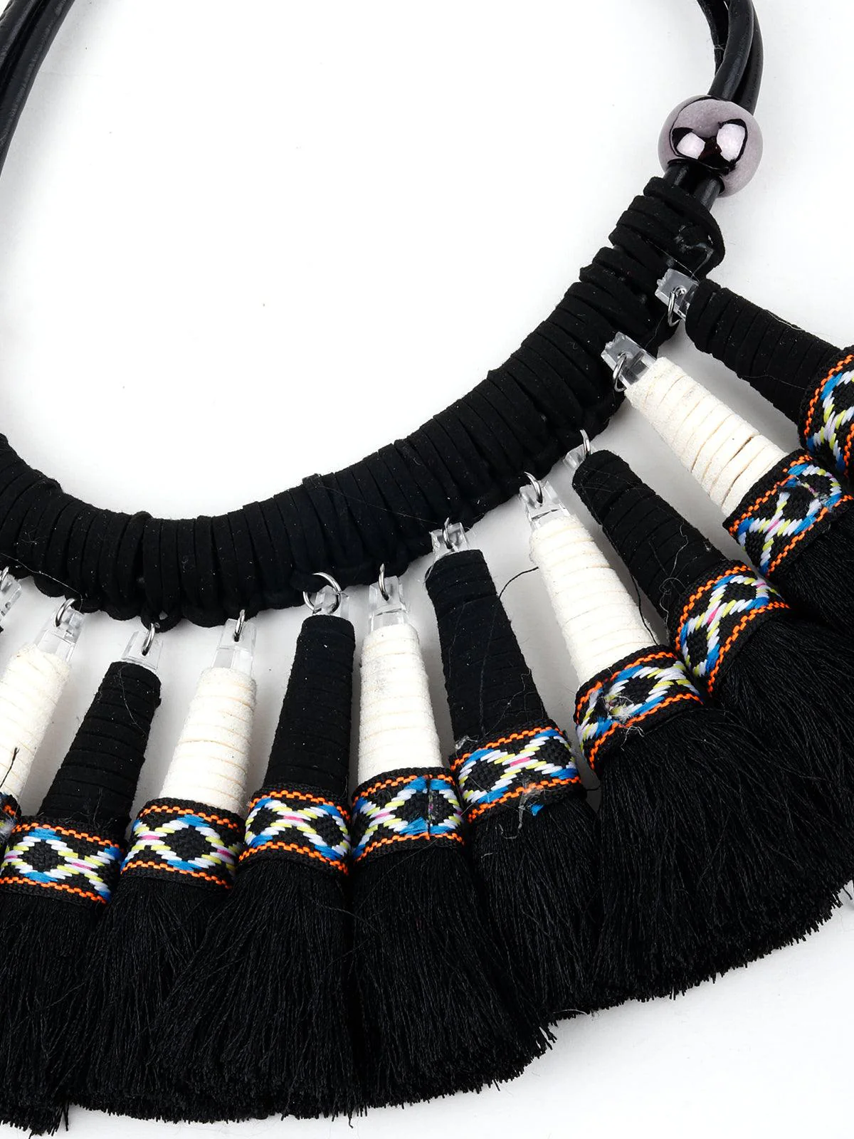 Odette Women Black Tale Tassels Necklace Set - Image 5