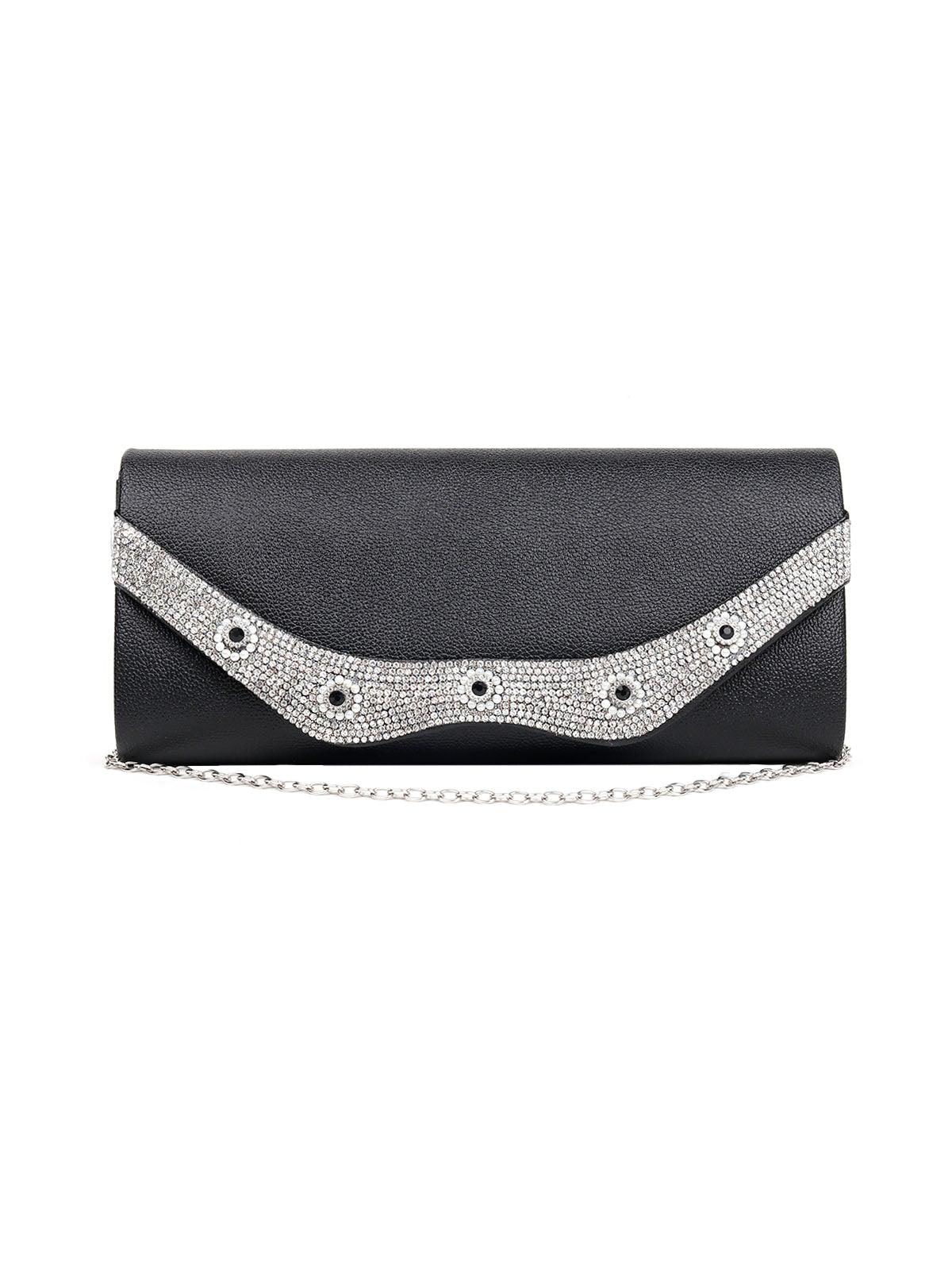 Odette Women Black Metal Clutch - Image 3