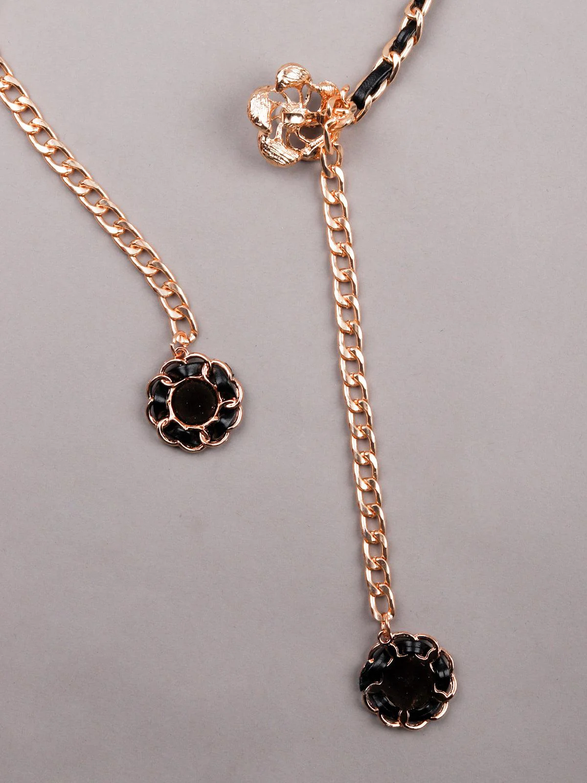 Odette Black Tone Gold Metal Embellished Waist Chain For Women - Image 4