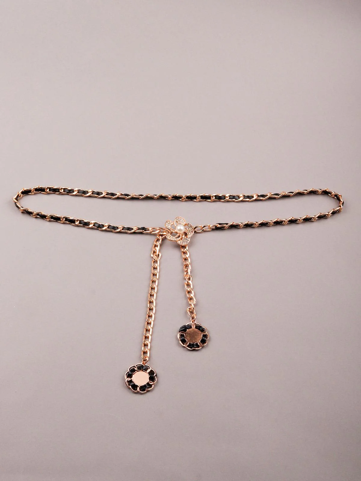 Odette Black Tone Gold Metal Embellished Waist Chain For Women - Image 6