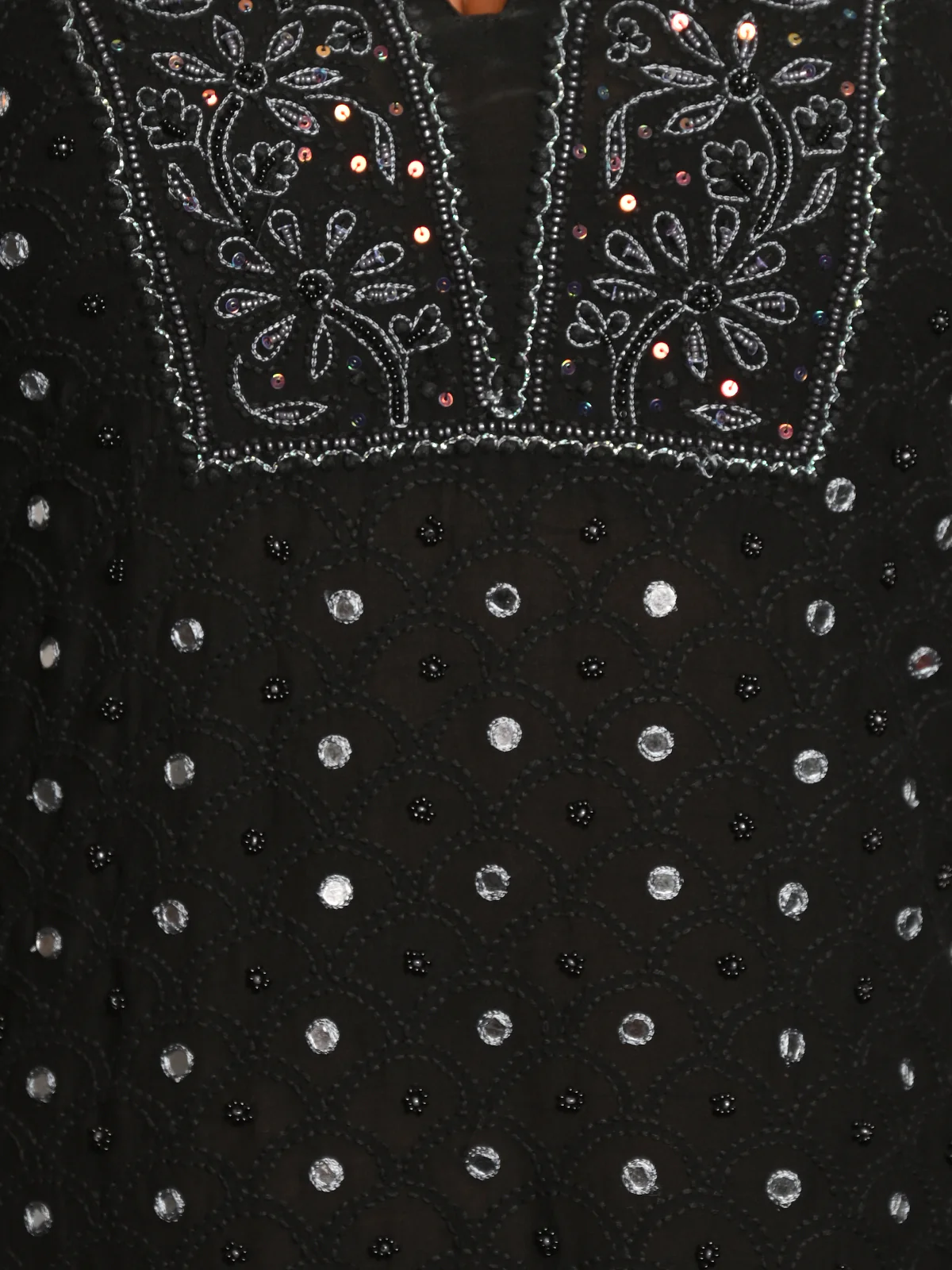 Odette Women Viscose Chikankari Beads Embroidered Unstitched Kurta Set - Image 5