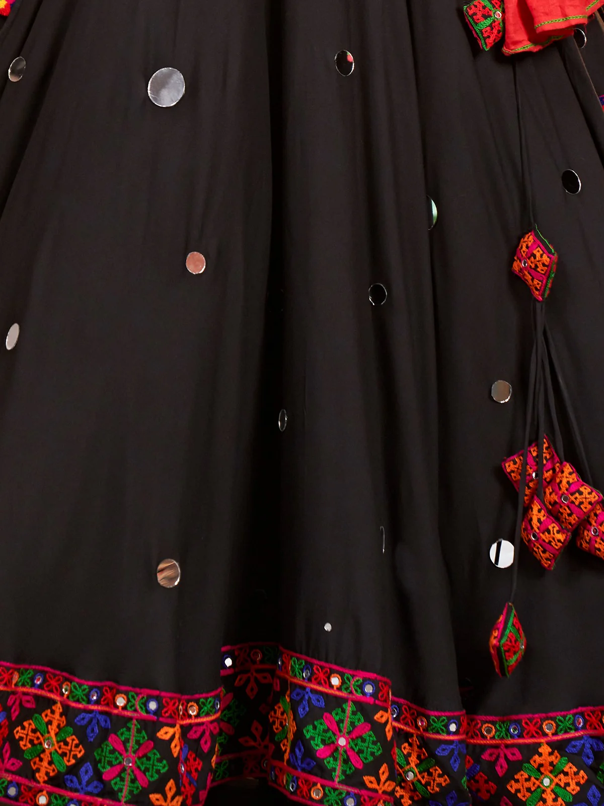 Odette Black Viscose Rayon Embroidered Semi Stitched Lehenga Choli For Women - Image 6