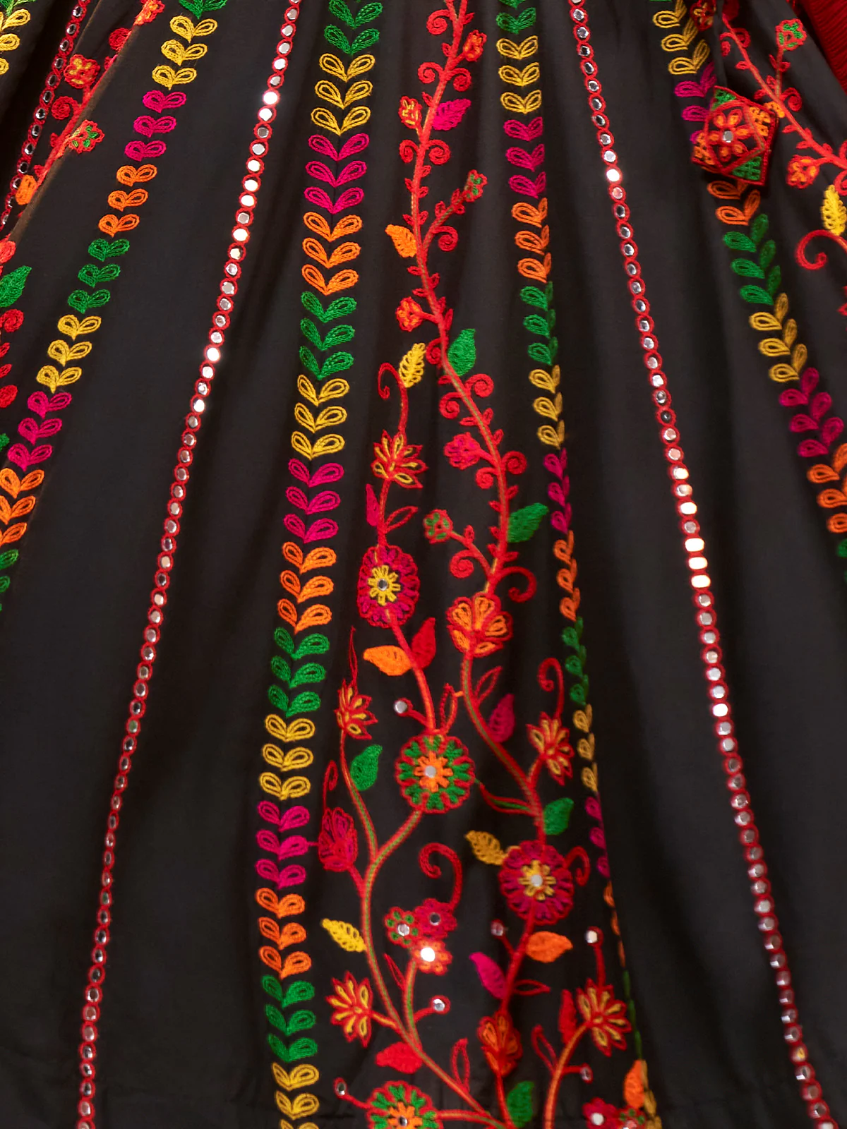 Odette Black Viscose Rayon Embroidered Semi Stitched Lehenga Choli For Women - Image 5