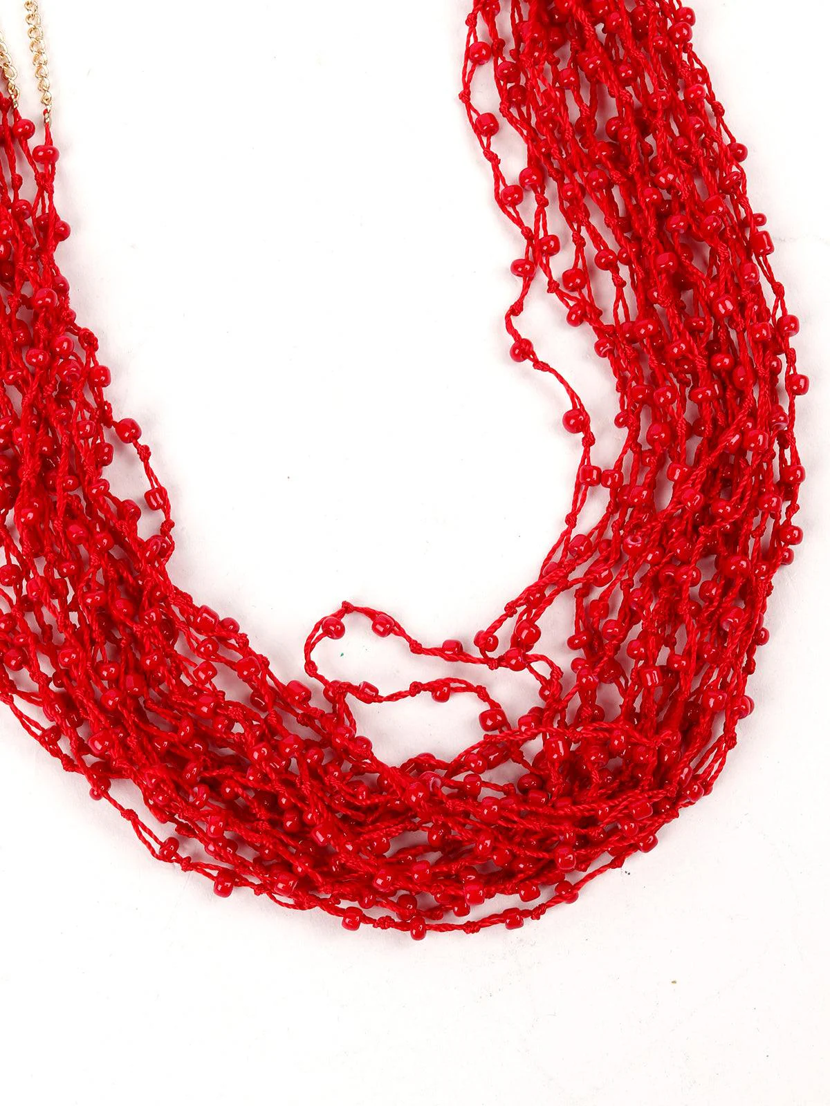 Odette Women Rich Red Airy Beaded Multistrands Necklace - Image 4
