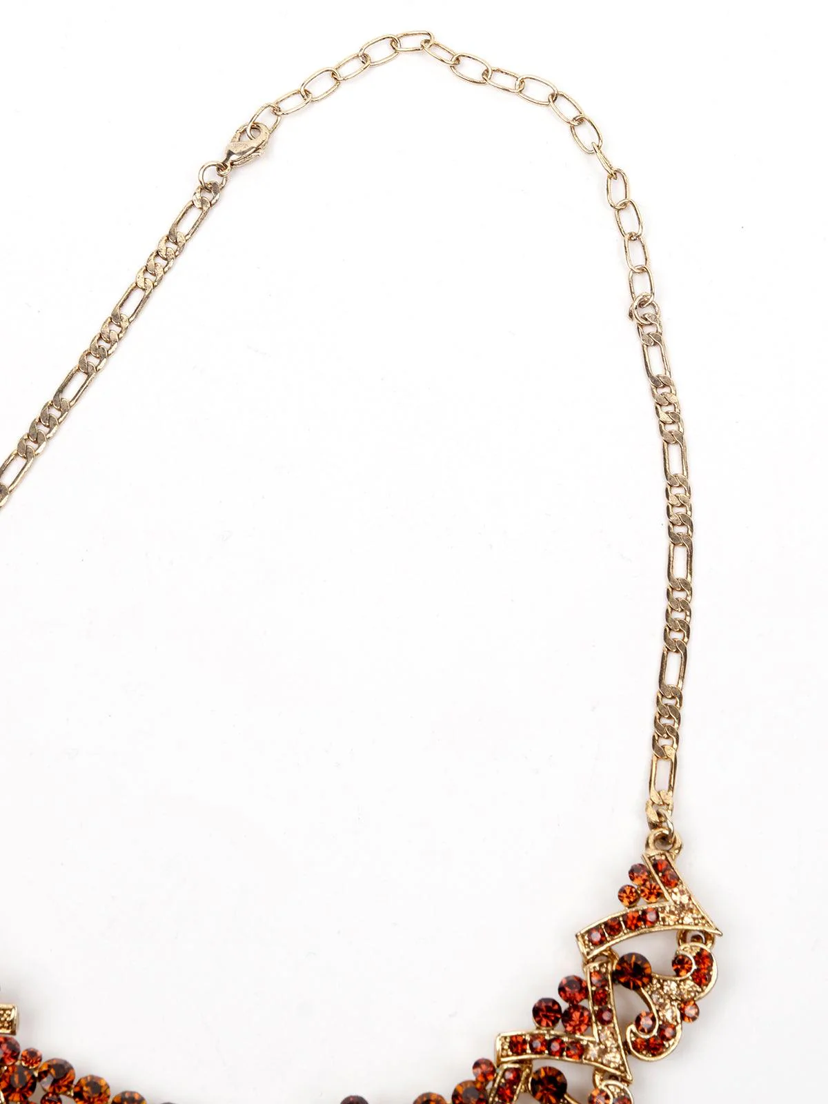 Odette Women Rusty Brown Metal Stones And Kundan Set - Image 3