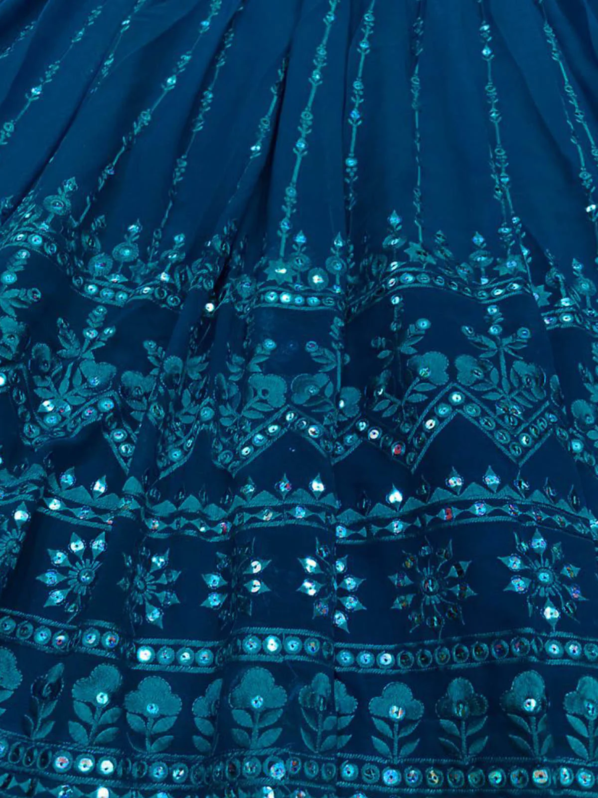 Odette Women Blue Designer Georgette Semi Stitched Lehenga With  Unstitched Blouse - Image 4