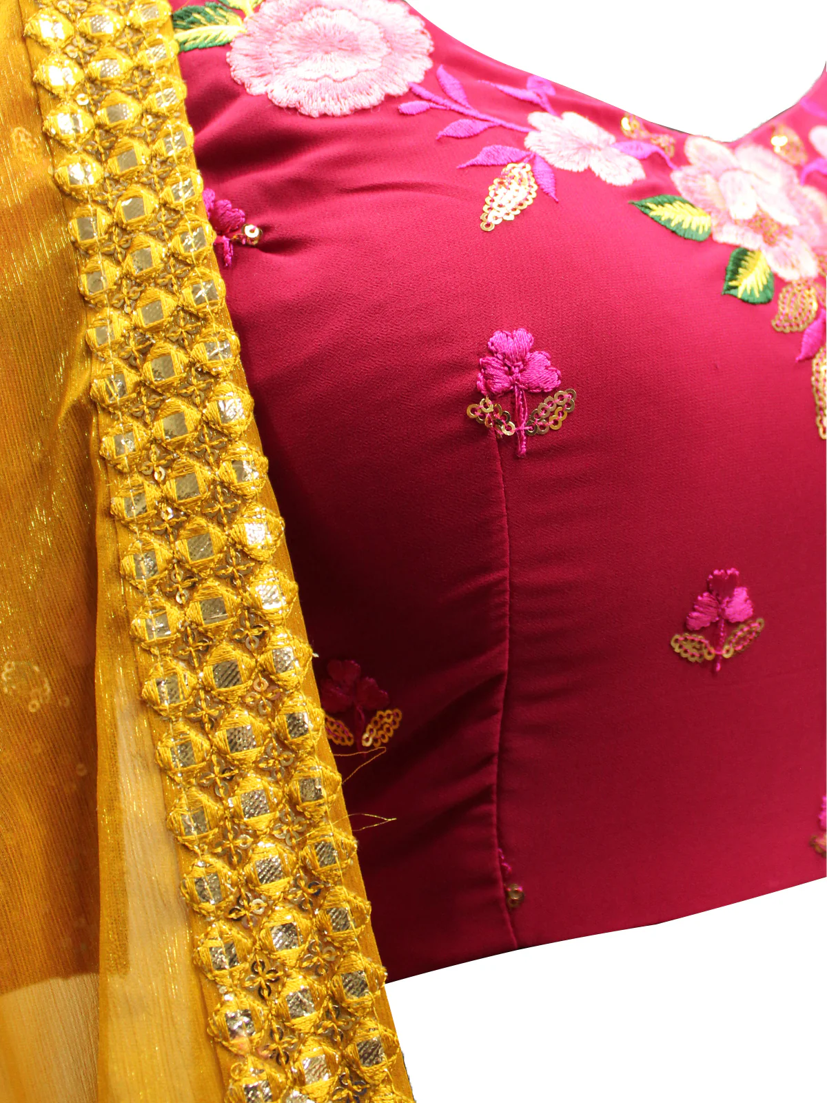 Odette Women Blue Georgette Embroidered Semi Stitched Lehenga With  Unstitched Blouse - Image 3