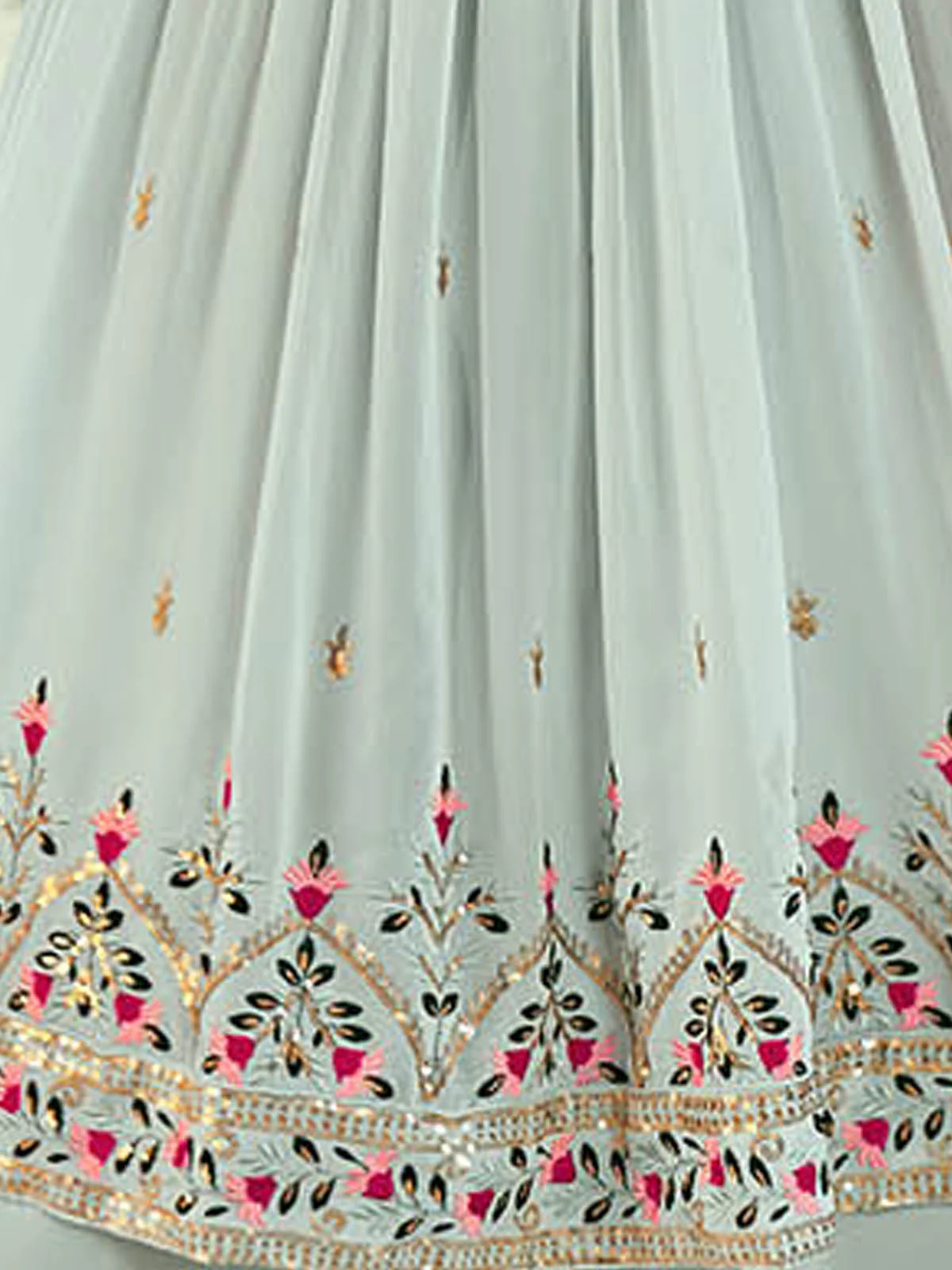 Odette Women Blue Georgette Semi Stitched Palazzo Suit - Image 5