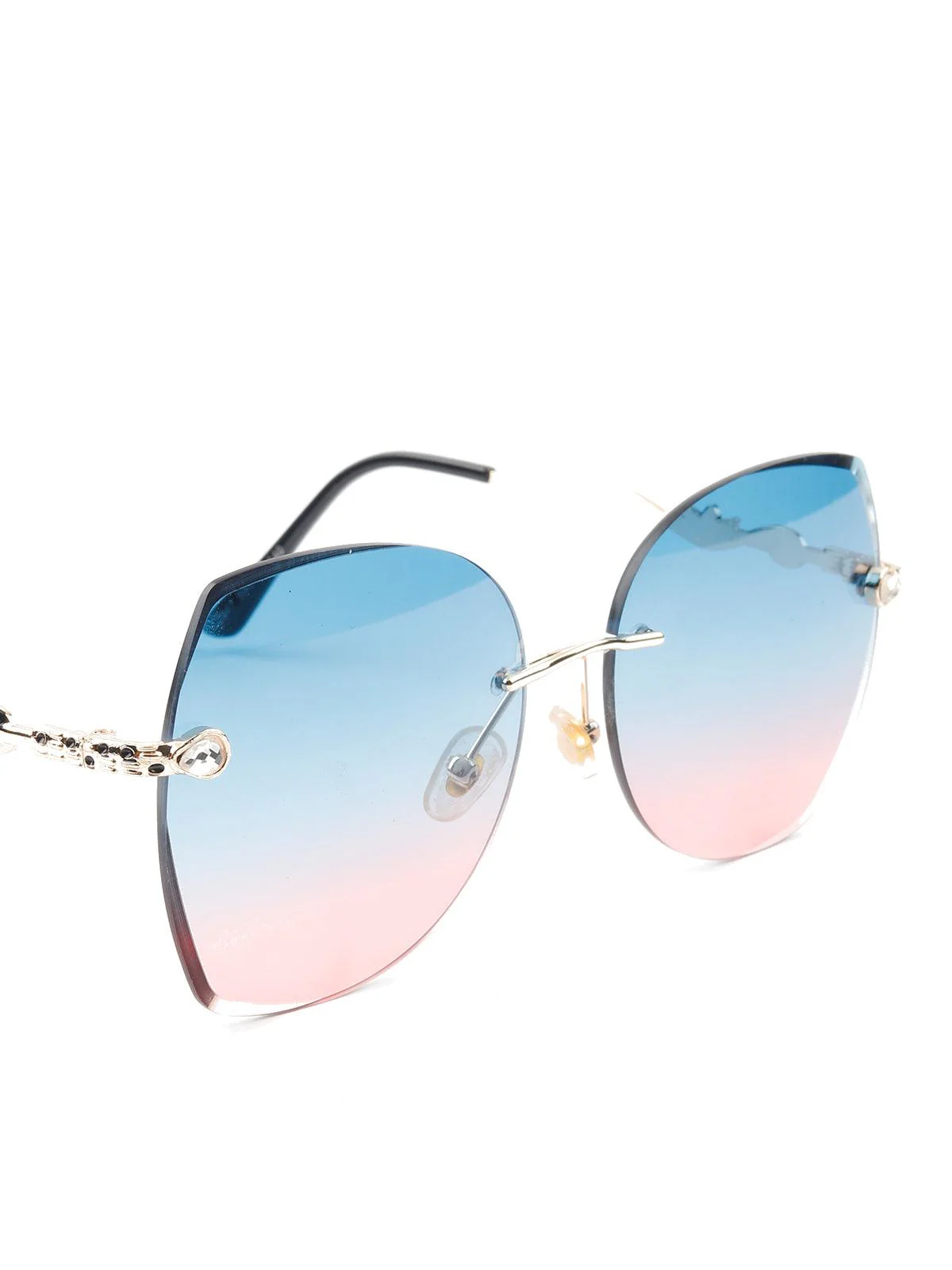 Odette Women Blue Tinted Frameless Sunglasses - Image 4