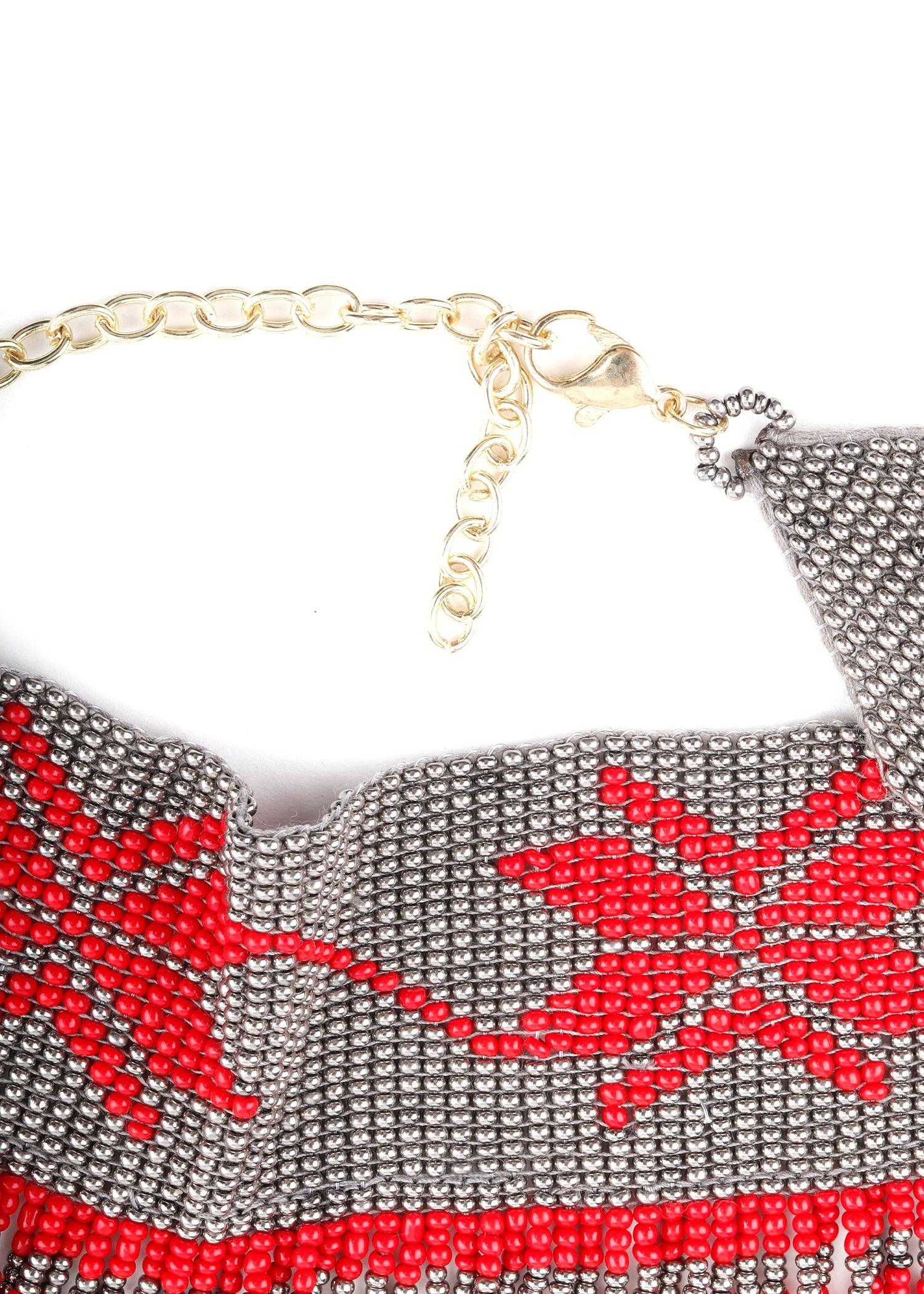 Odette Women Beaded Red Handmade Choker - Image 6