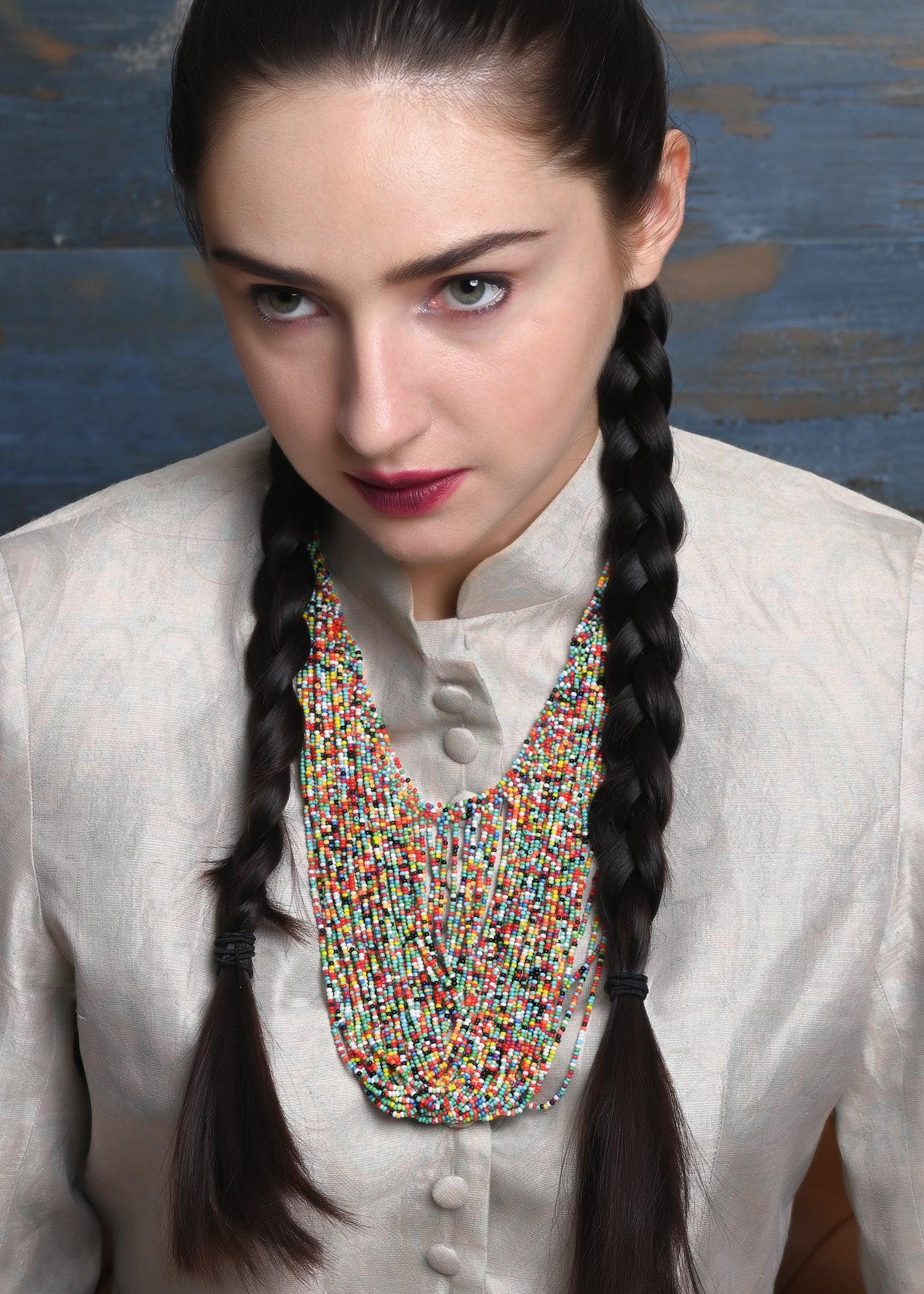 Odette Women Boho Multicolor Beaded Chocker Neckpiece - Image 2
