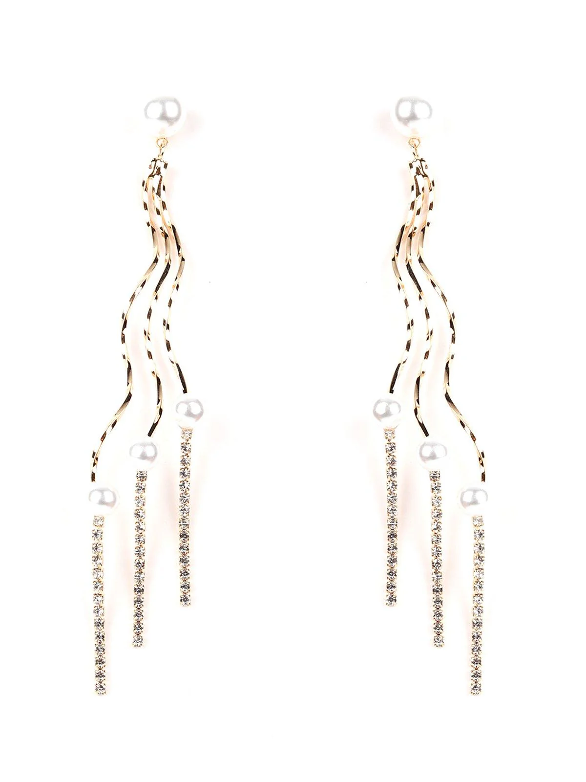 Odette Women Golden- White Metal Dangles - Image 3