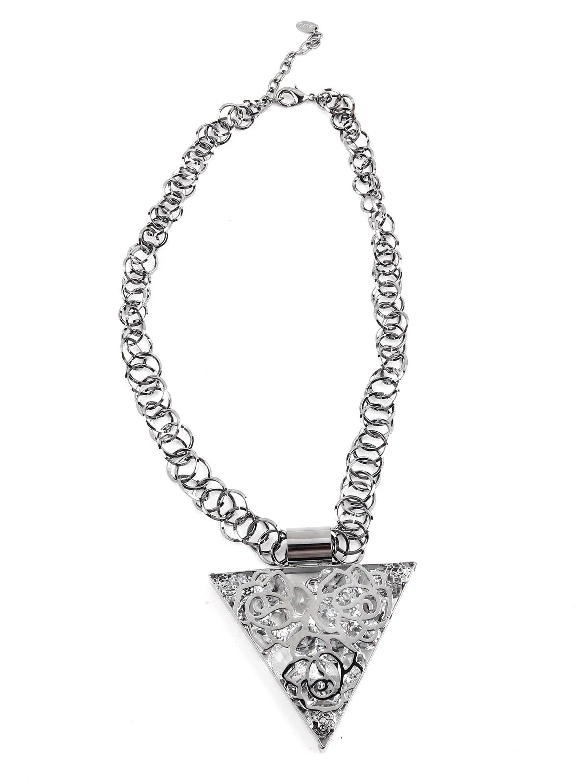 Odette Women Bold Silver Triangular Pendant Necklace - Image 3